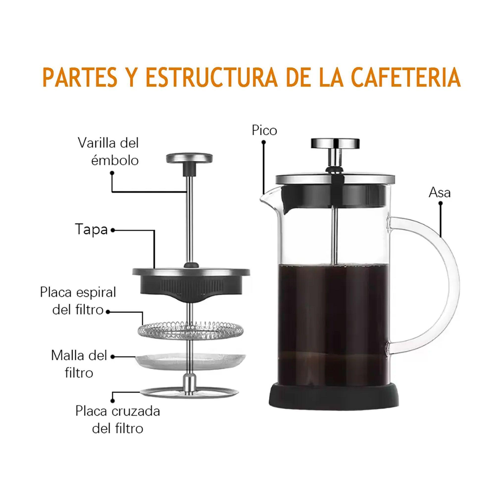 Cafetera Prensa Francesa 800ml De Vidrio Y Acero Te Cafe-1