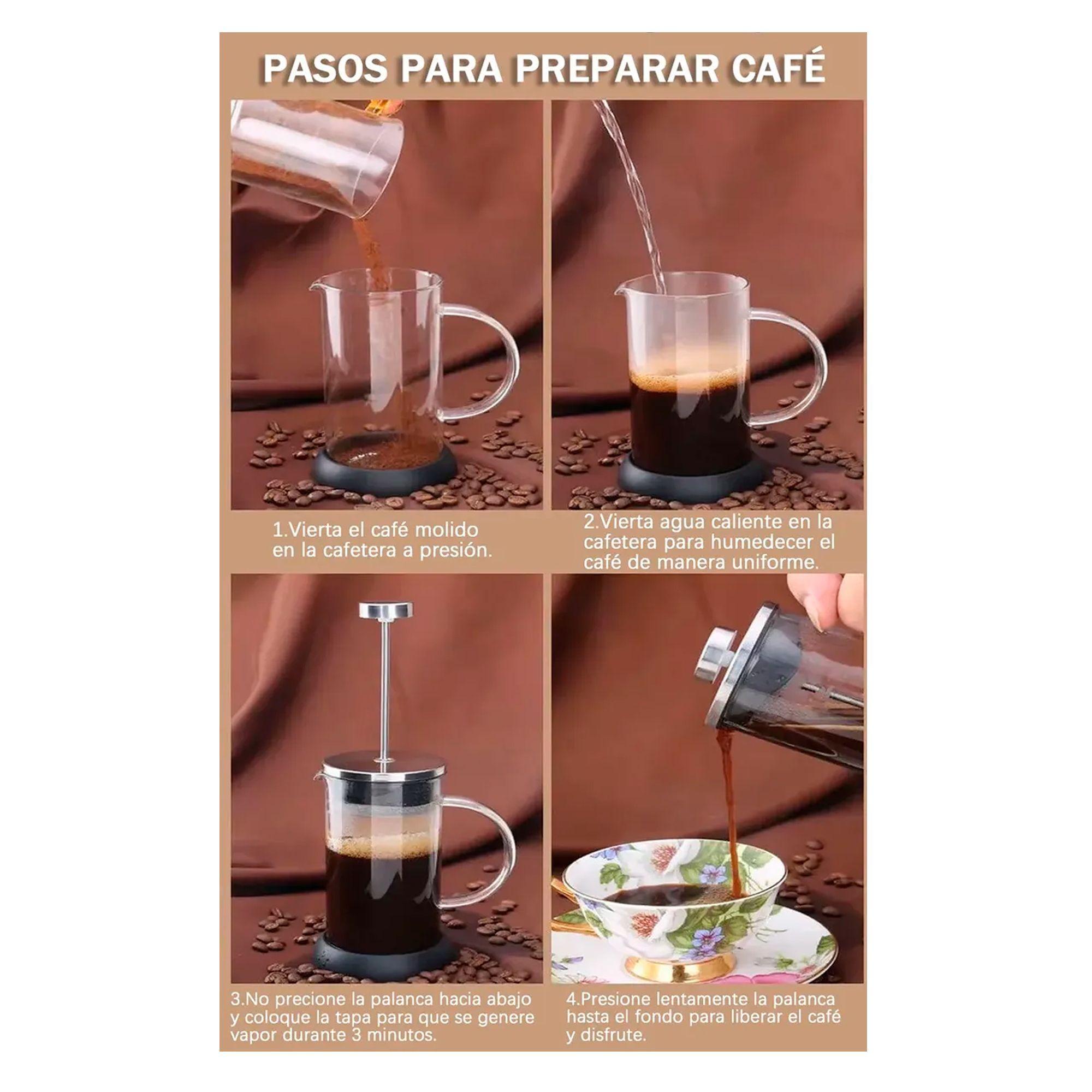 Cafetera Prensa Francesa 800ml De Vidrio Y Acero Te Cafe-2