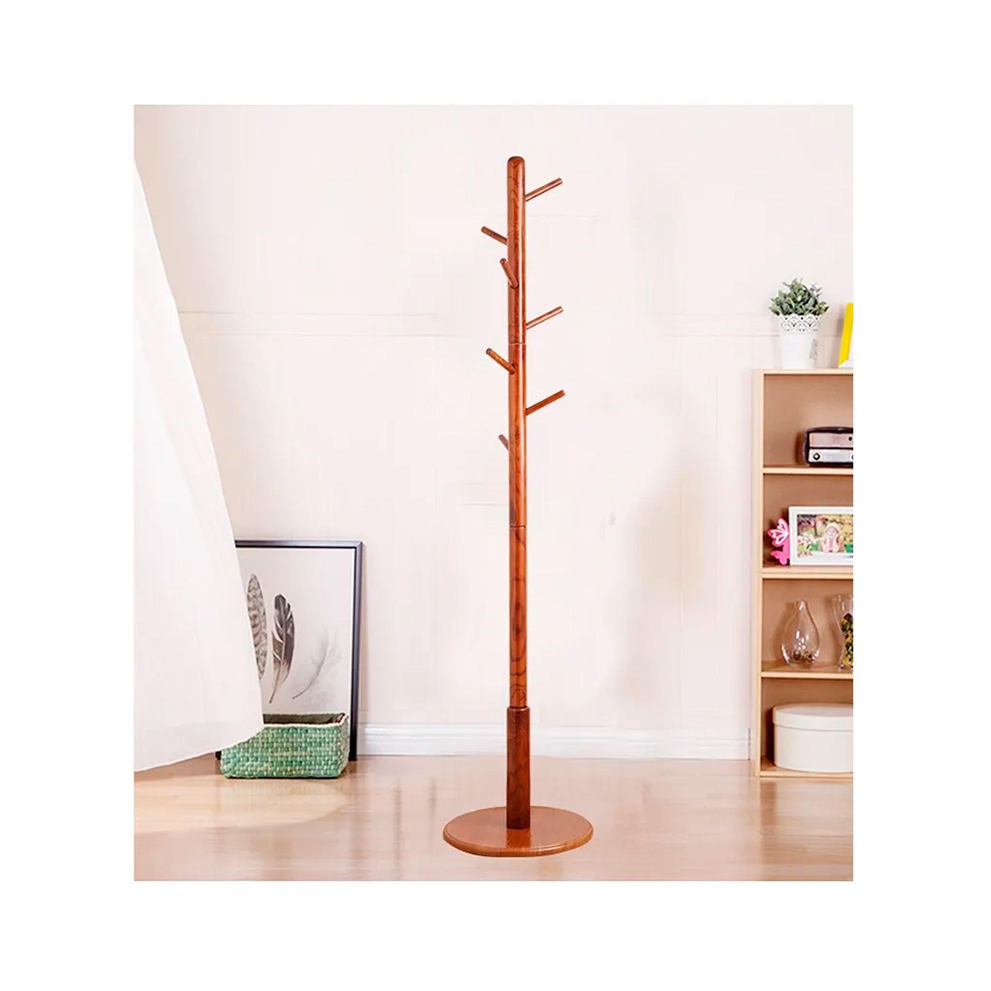 Perchero Colgador De Pie Madera 8 Ganchos Armable 172x38cm-6