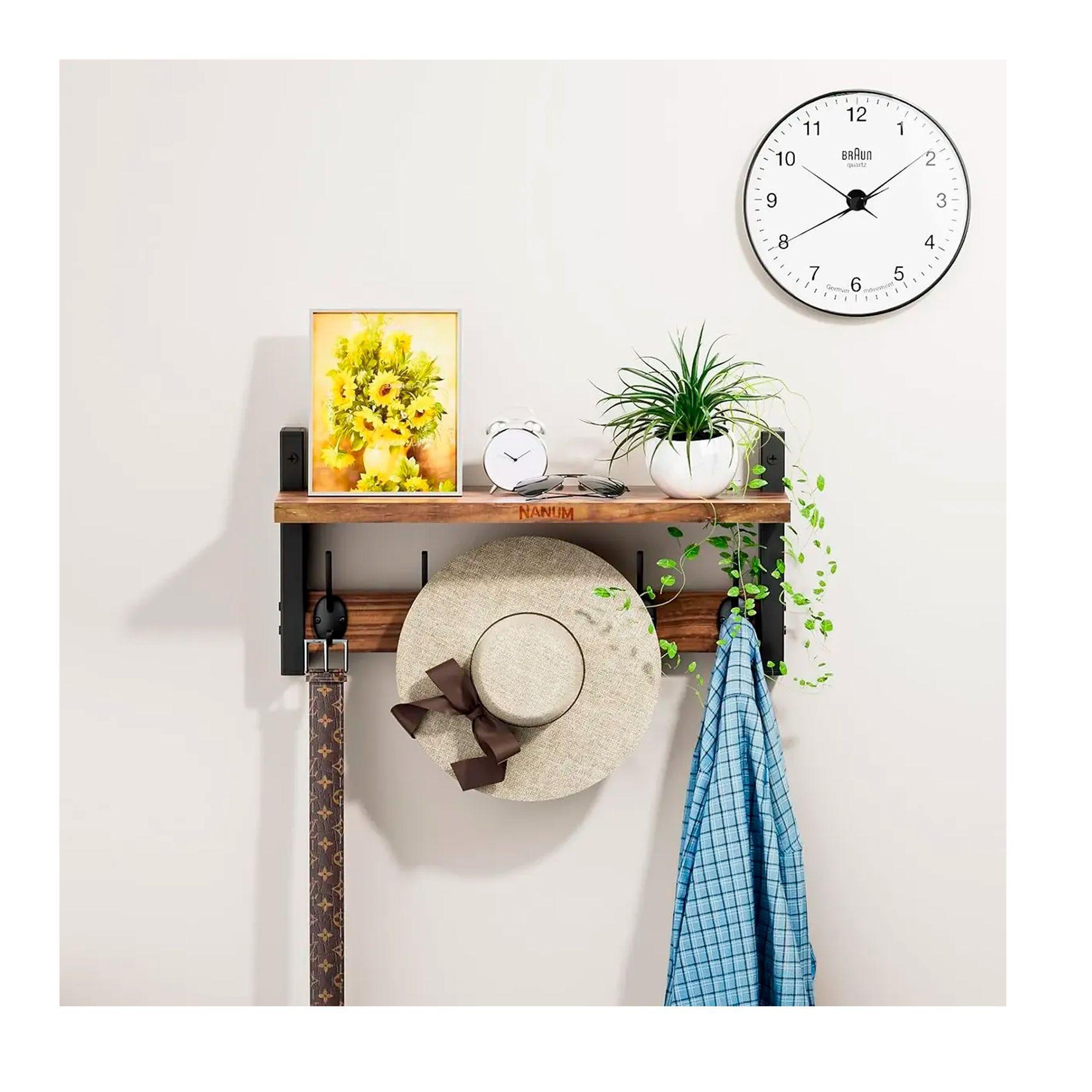 Repisa Perchero Estante De Pared Estanterias Marron-2