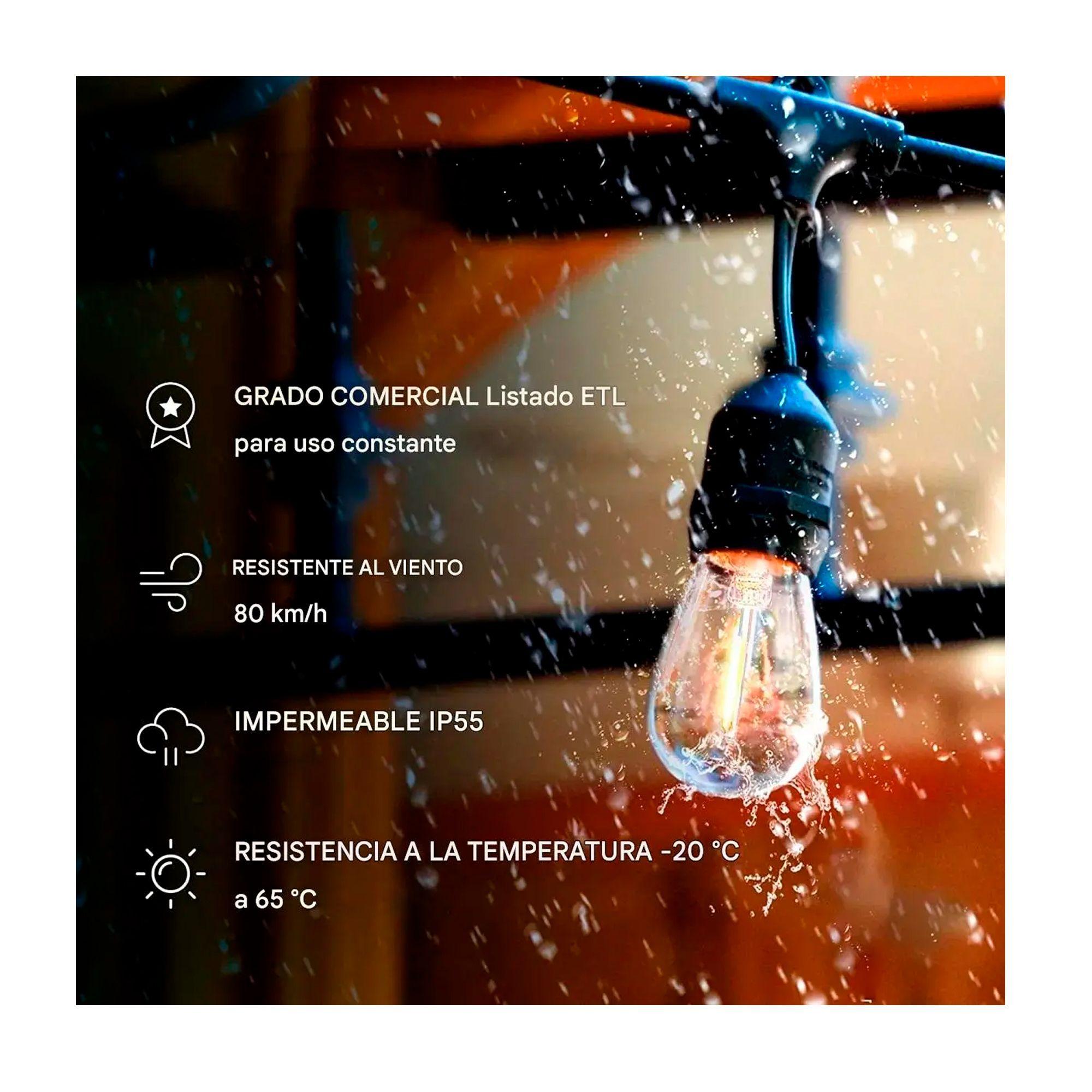 Guirnalda Luces Led 20 Metros Unible Exterior 20 Ampolletas-4