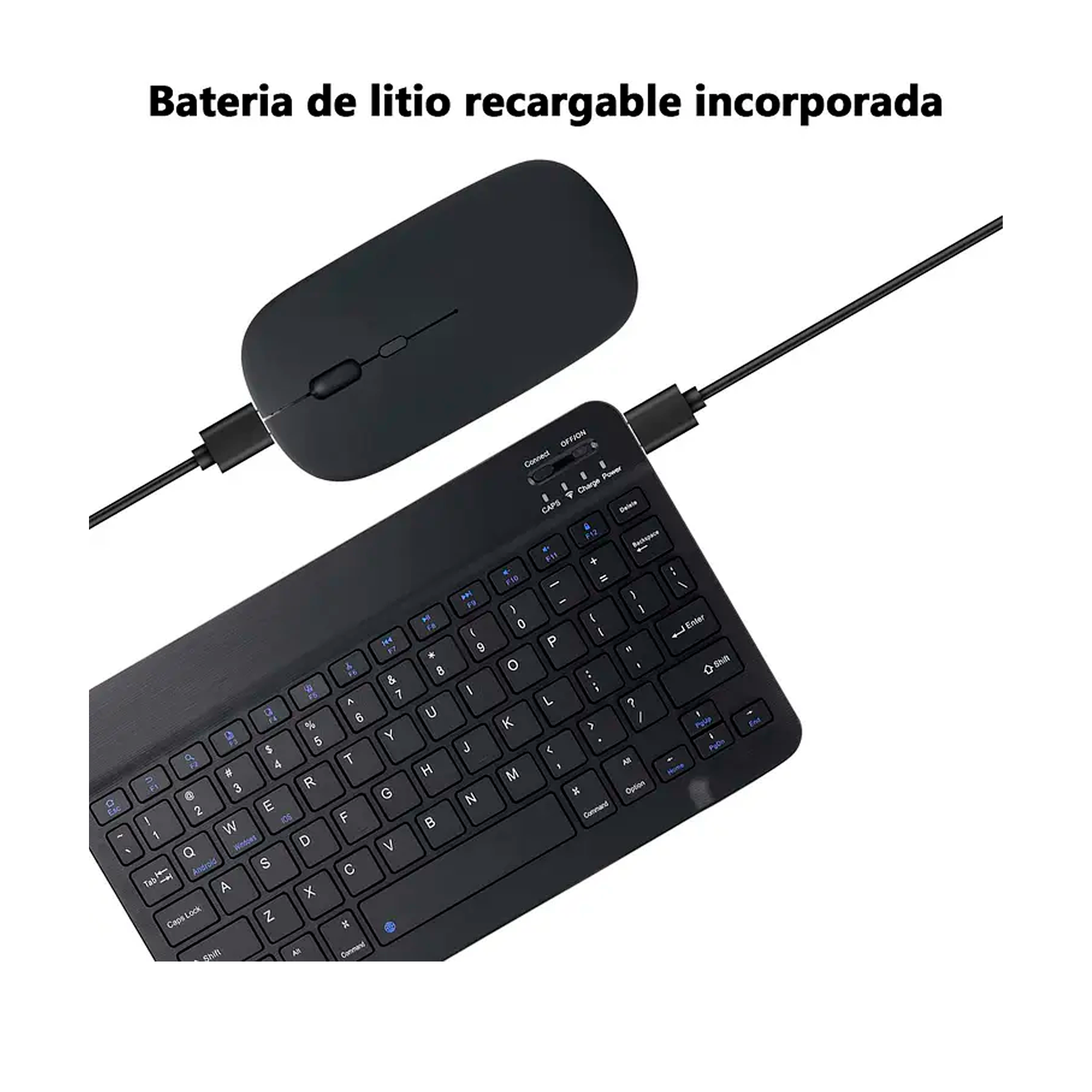 Kit Teclado mouse Inalambrico Bluetooth Para Pc Android Ios-2