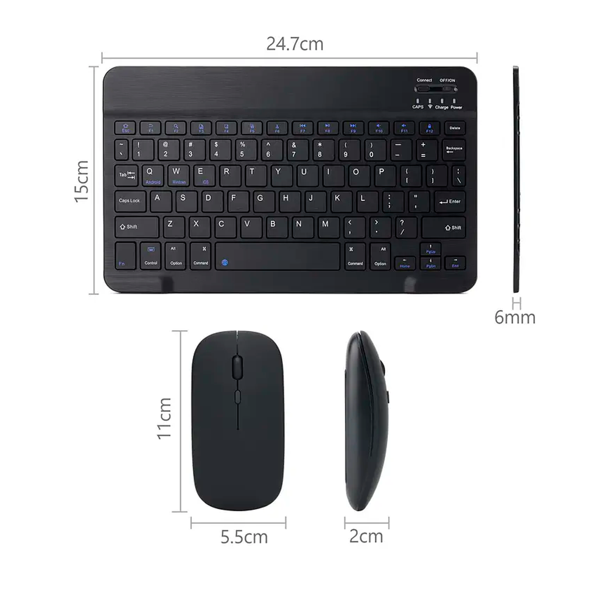 Kit Teclado mouse Inalambrico Bluetooth Para Pc Android Ios-3