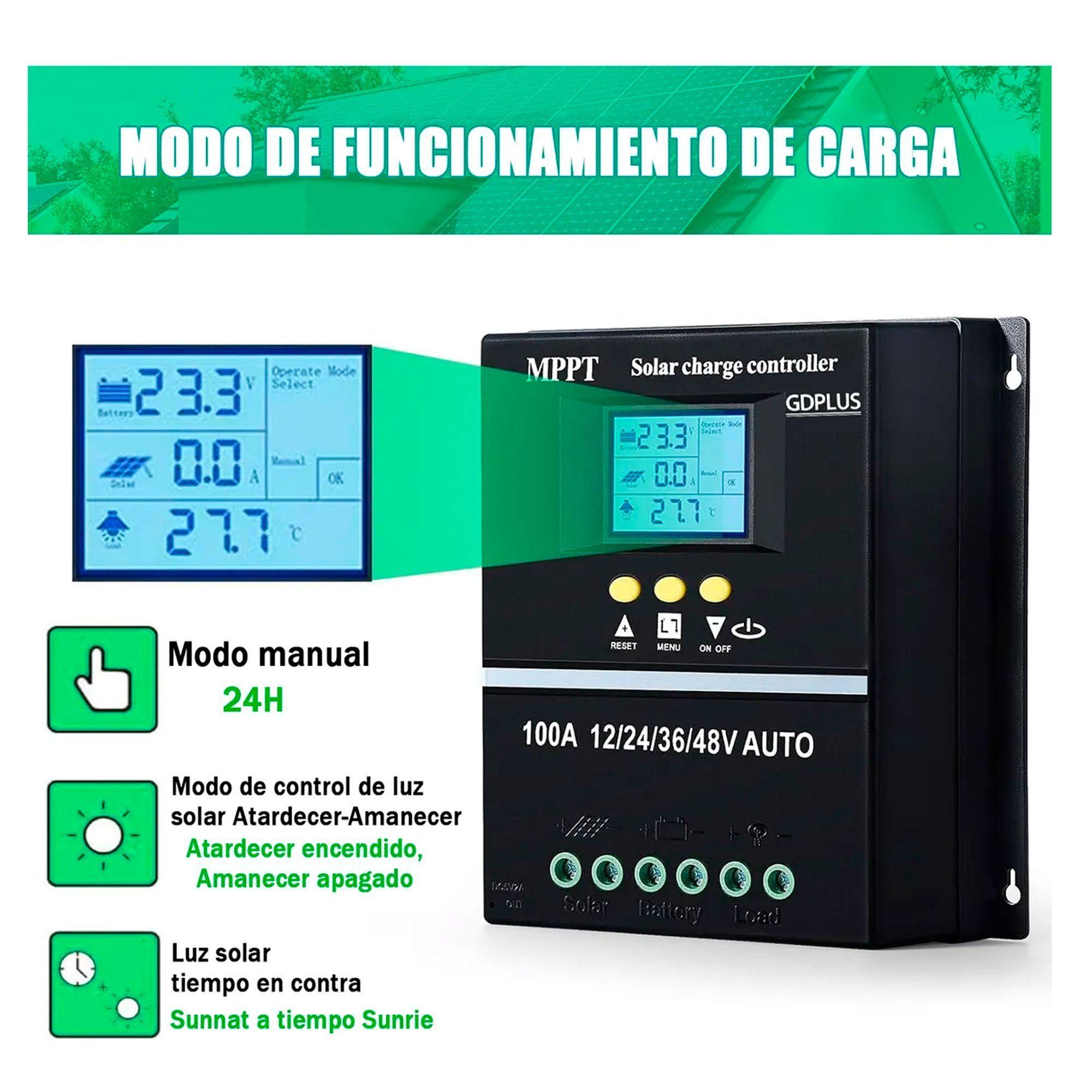 Controlador Regulador Carga Solar Mppt 100a 12/24/36/48 Vol-2