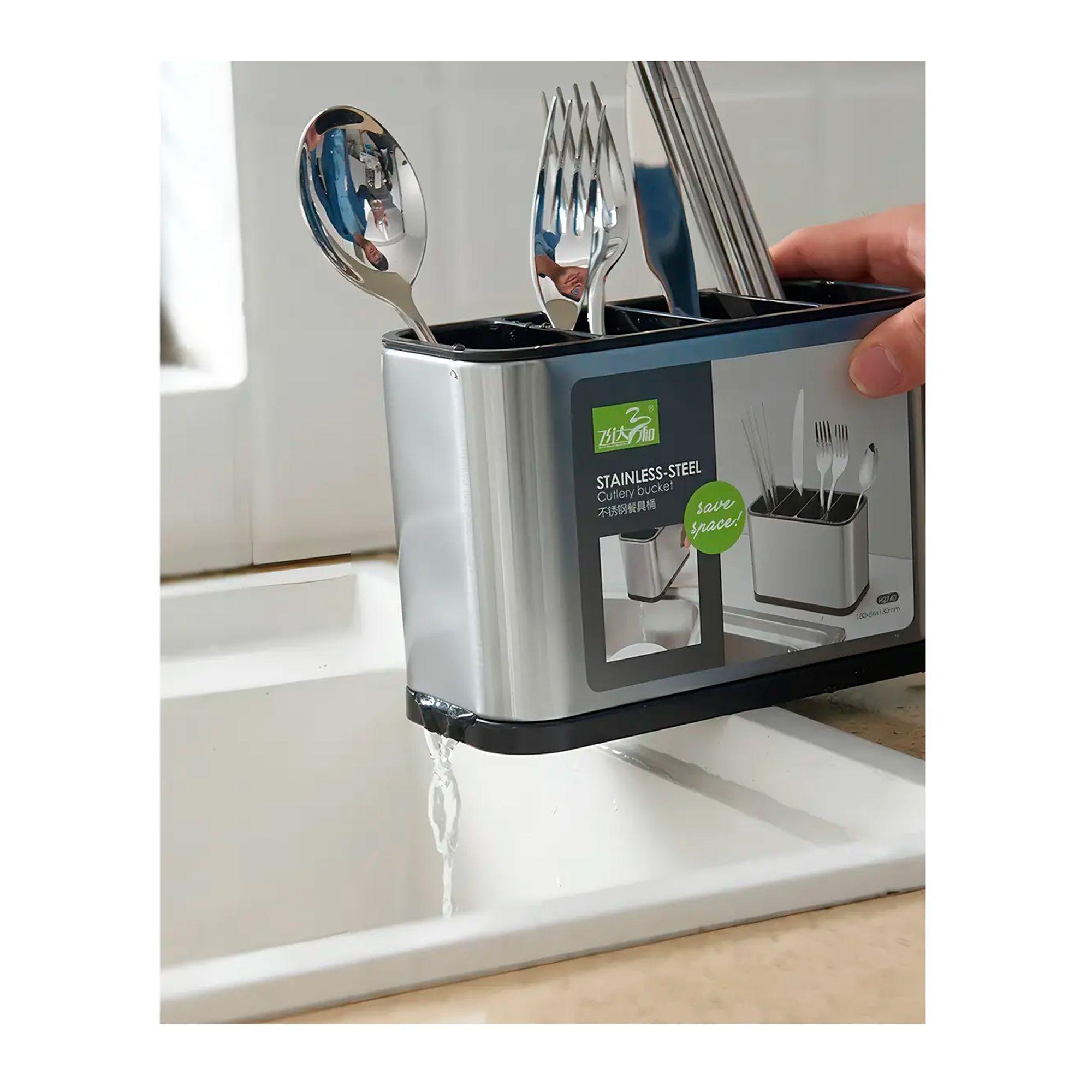 Escurridor De Cubiertos Utensilios Cocina Acero Inoxidable-2