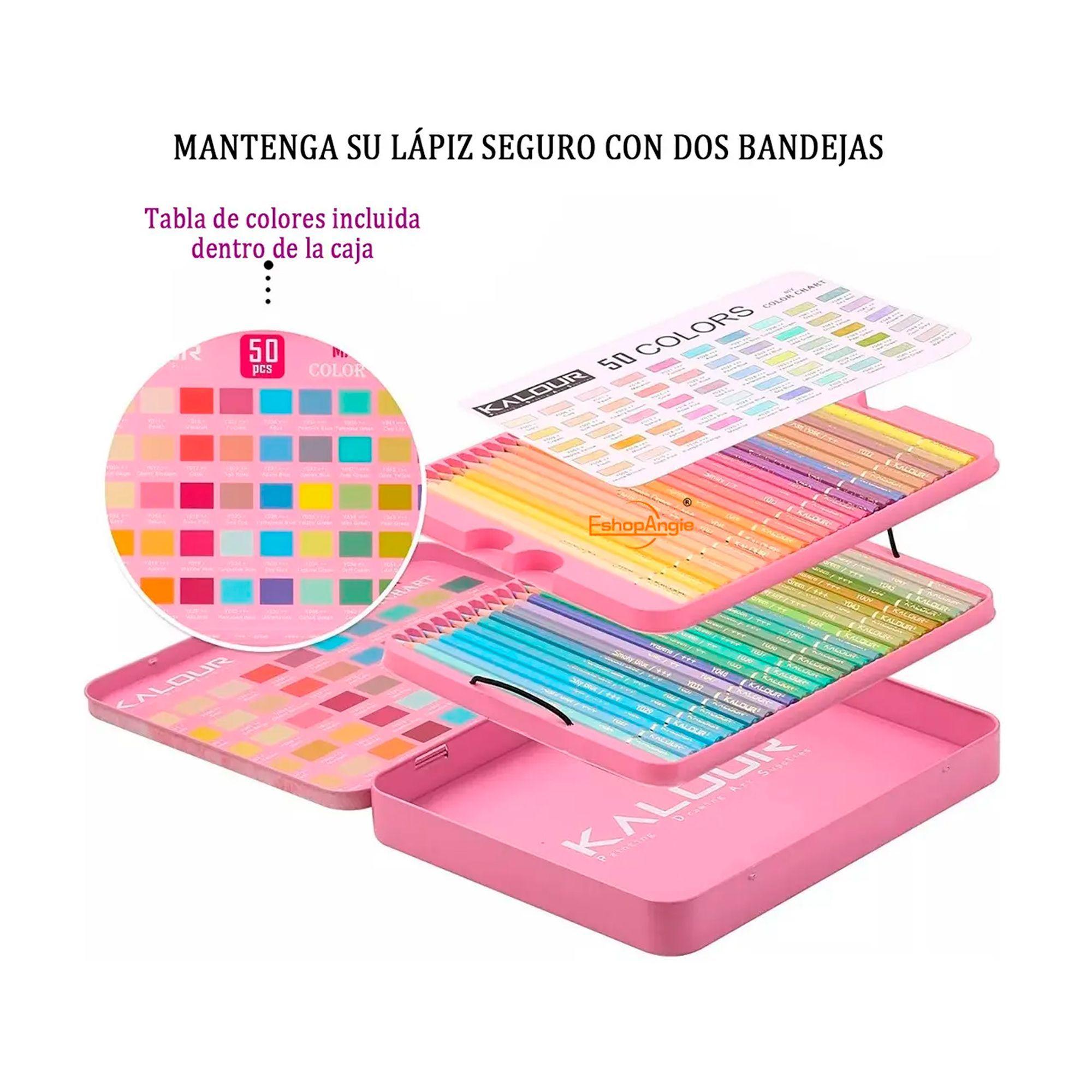 Set 50 Lapices Colores Macaron Arte Dibujo Caja Met lica-2