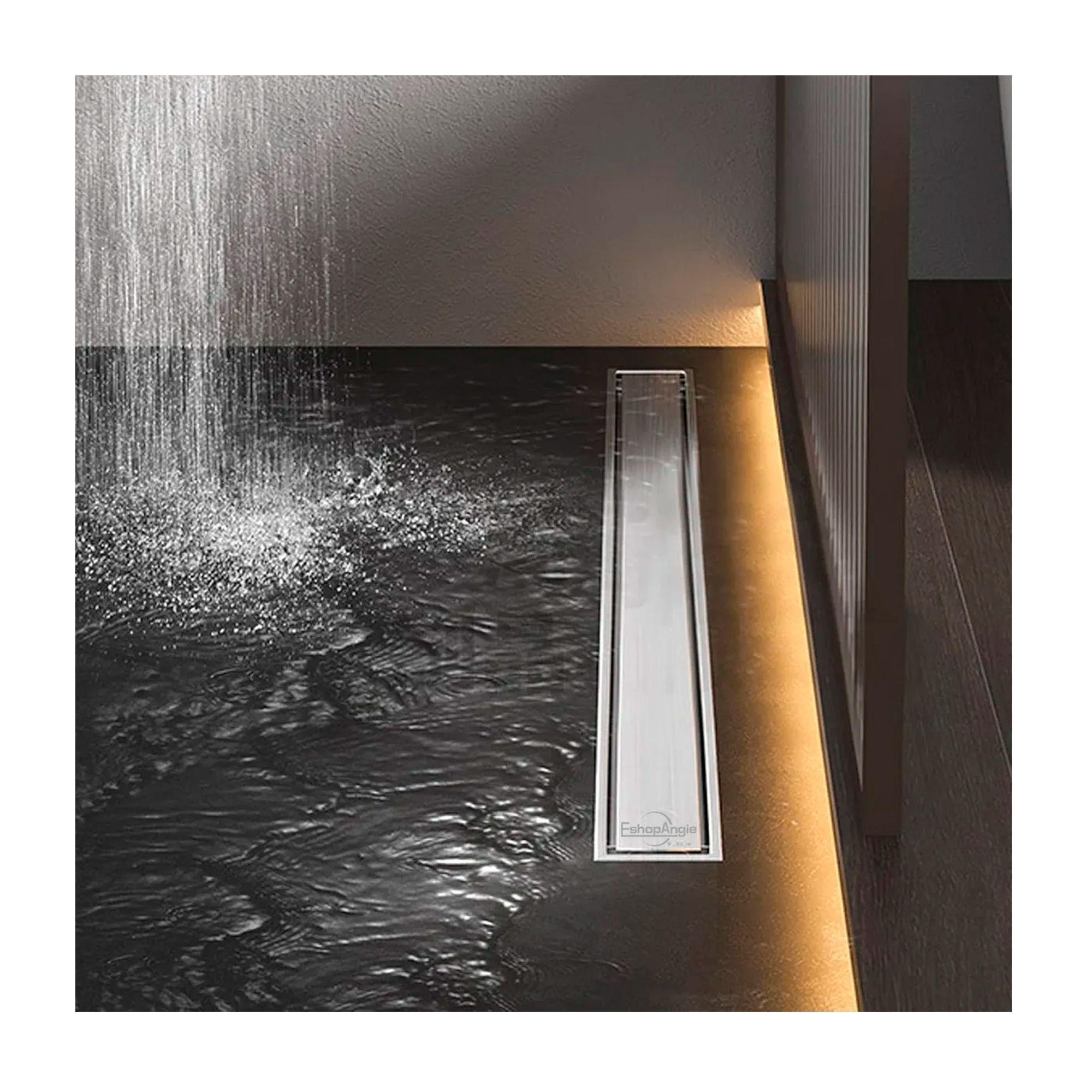 Piso Drenaje Ducha Cubierta Acero Inoxidable Filtro 60x10cm-3