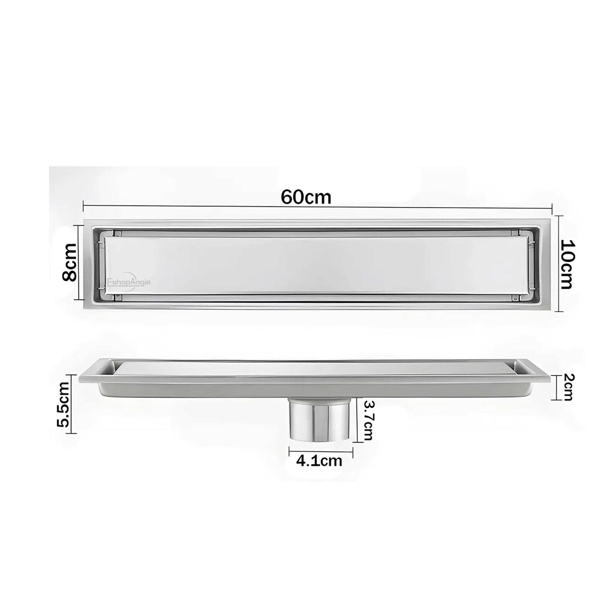 Piso Drenaje Ducha Cubierta Acero Inoxidable Filtro 60x10cm-7