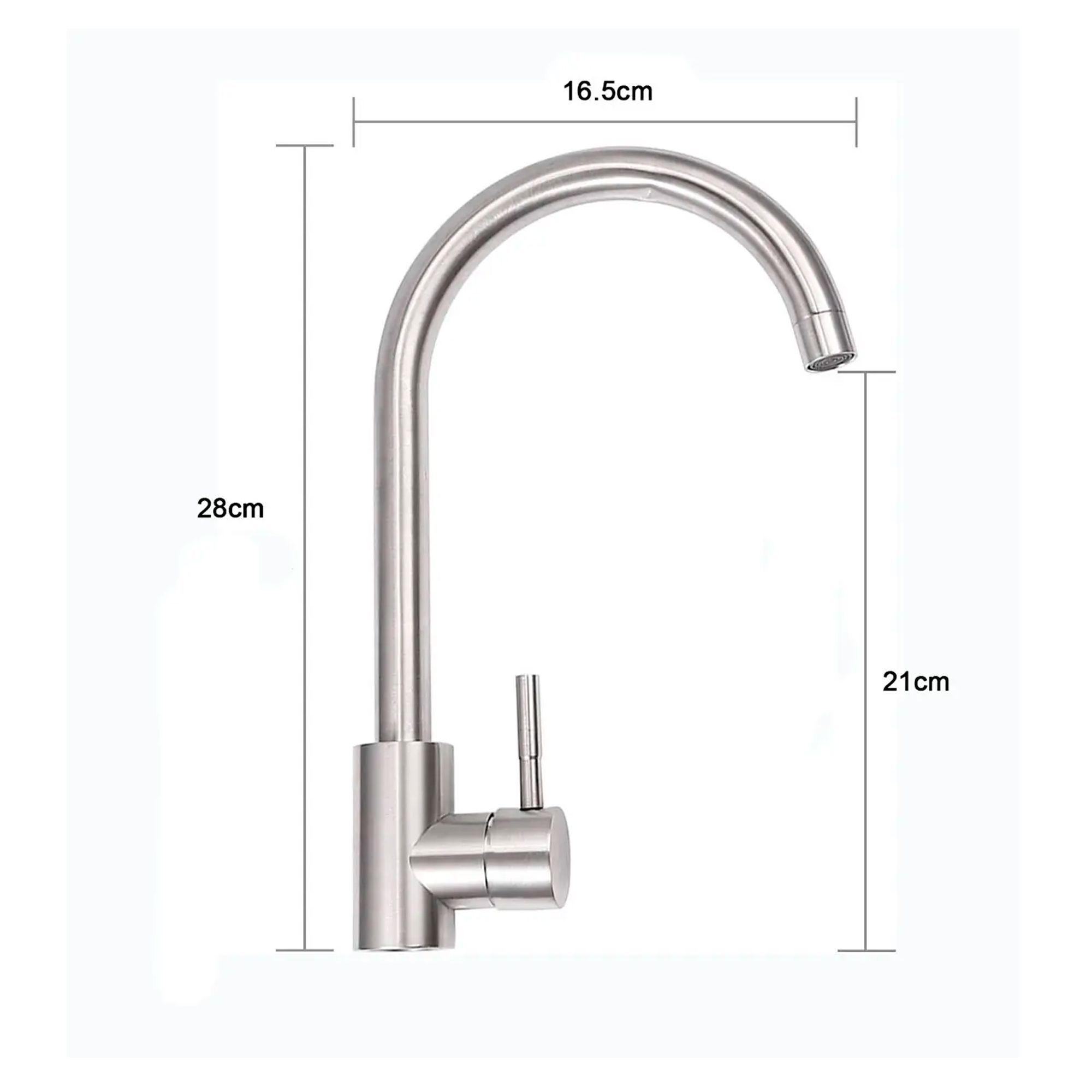Grifo Monomando Llave Lavaplatos Lavaloza Acero Inoxidable-2