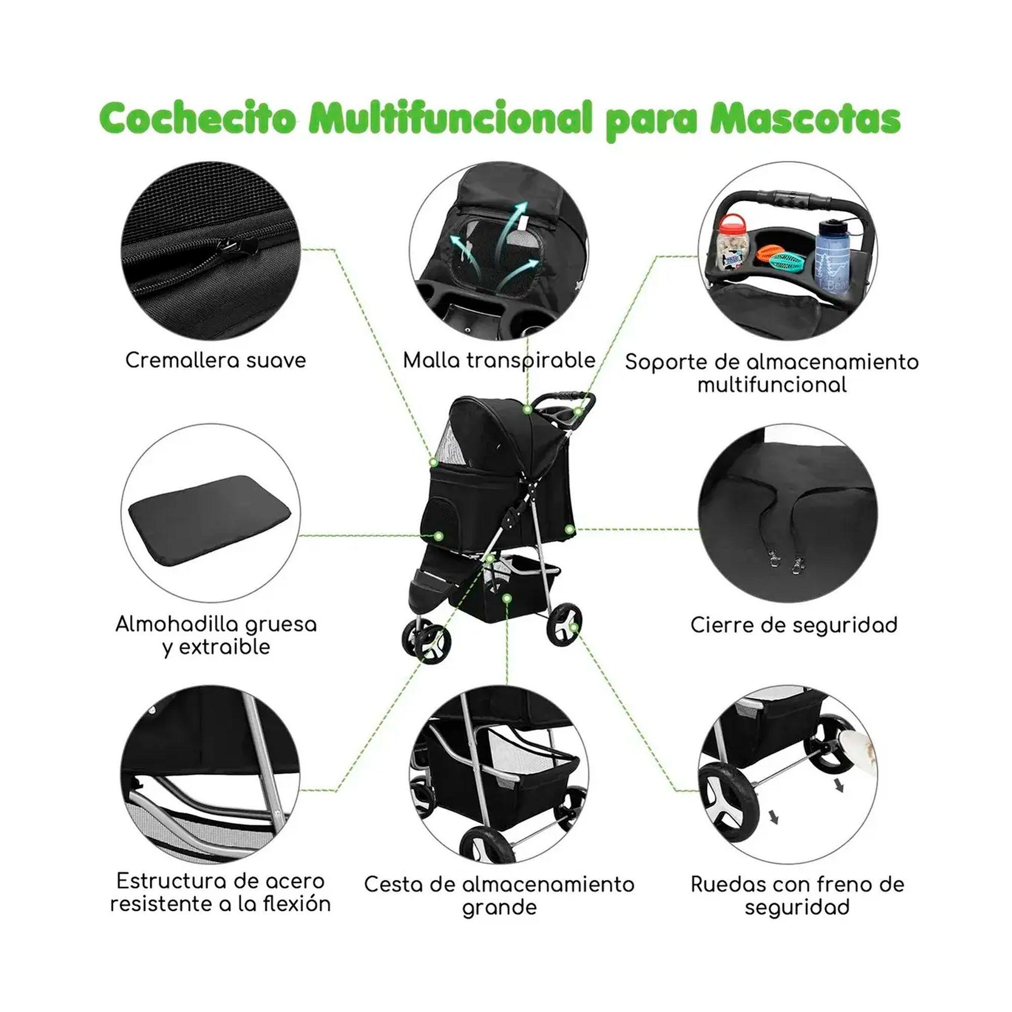 Coche Para Mascota Plegable Y Lavable Raza Peque a Mediana-2