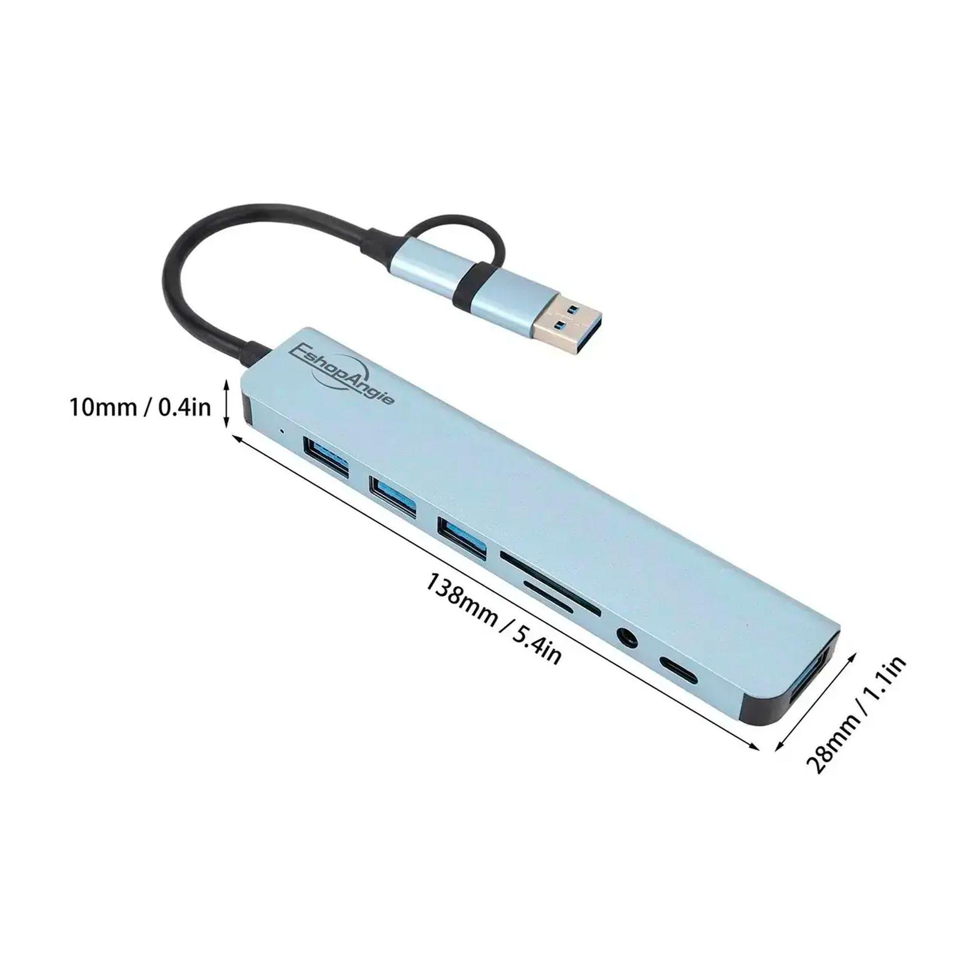 Hub Adaptador Usb Tipo C 8 En 2 Para Mac Macbook Windows-7