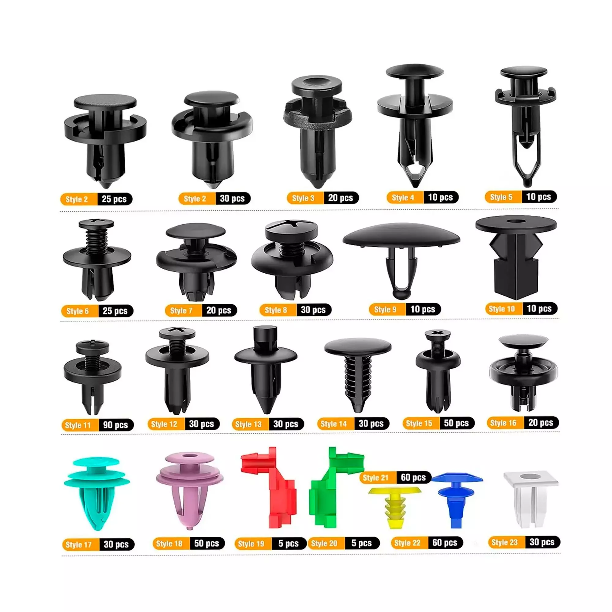 Kit 725 Clip Broche Retenci n Pl stico Auto Lata Tapabarro-3