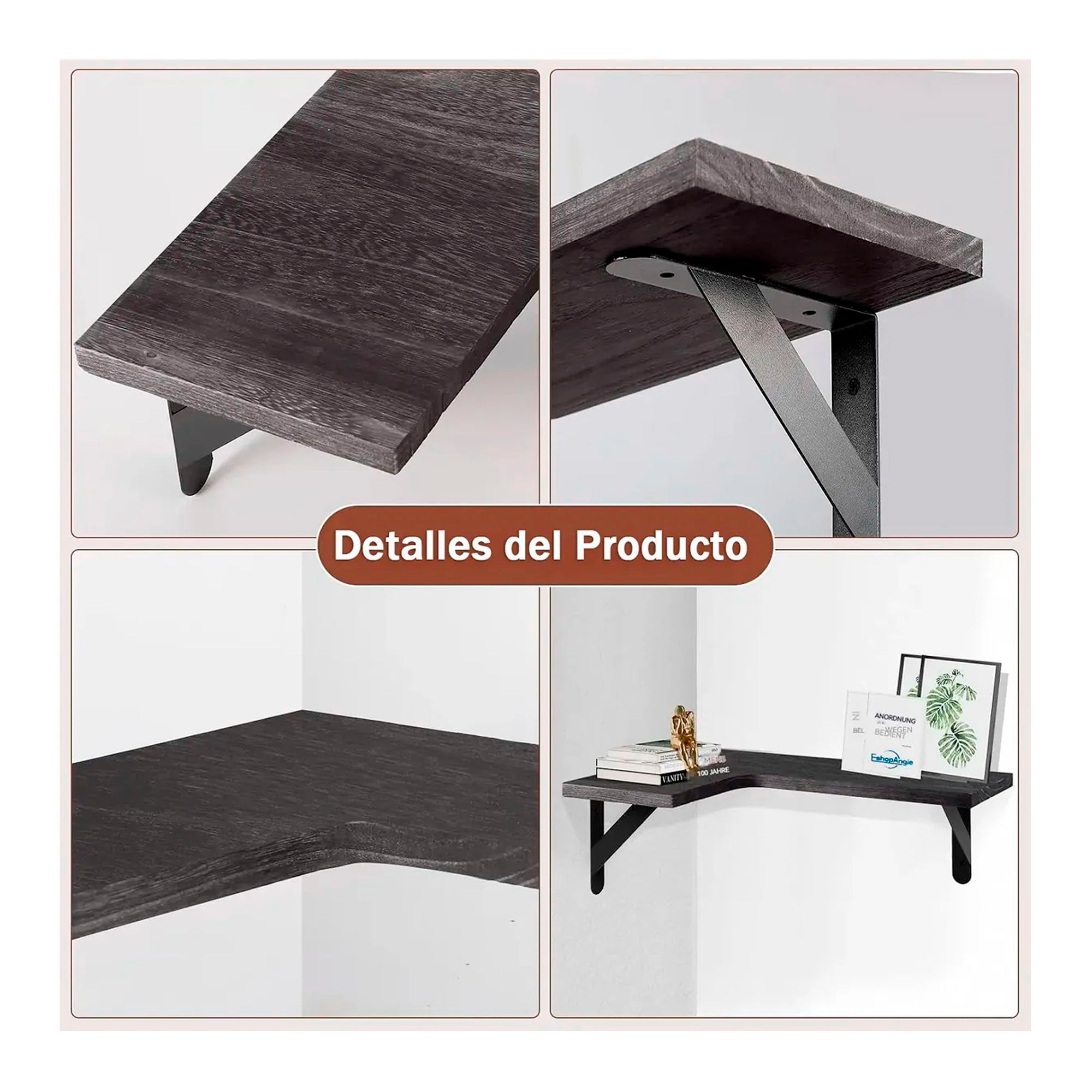 Set 3 Repisas Flotantes Esquineras De Madera Dise o Nordico-2