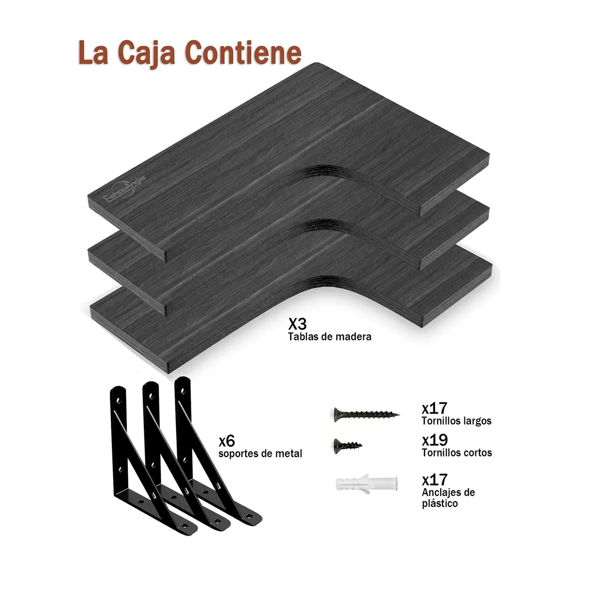 Set 3 Repisas Flotantes Esquineras De Madera Dise o Nordico-3