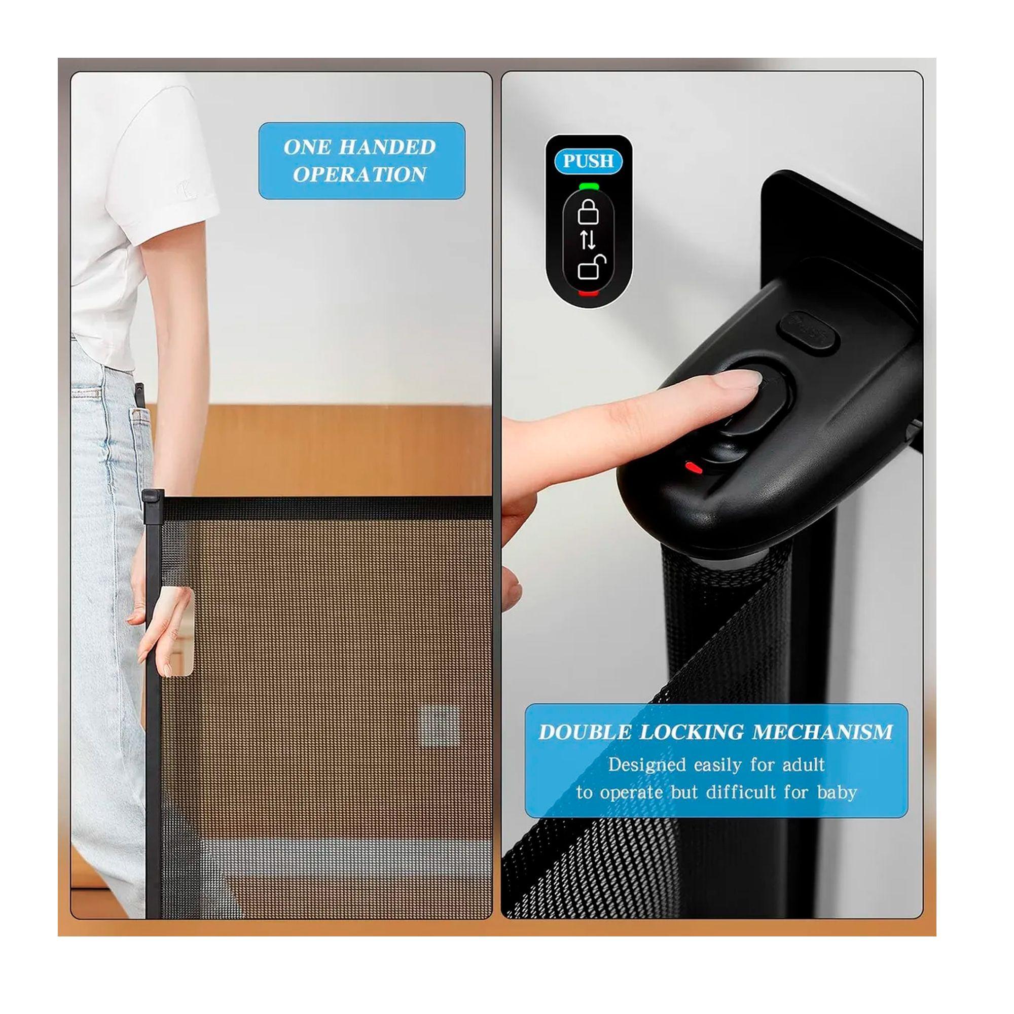 Baranda Reja Puerta Seguridad Retráctil Para Bebe Y Mascotas-4