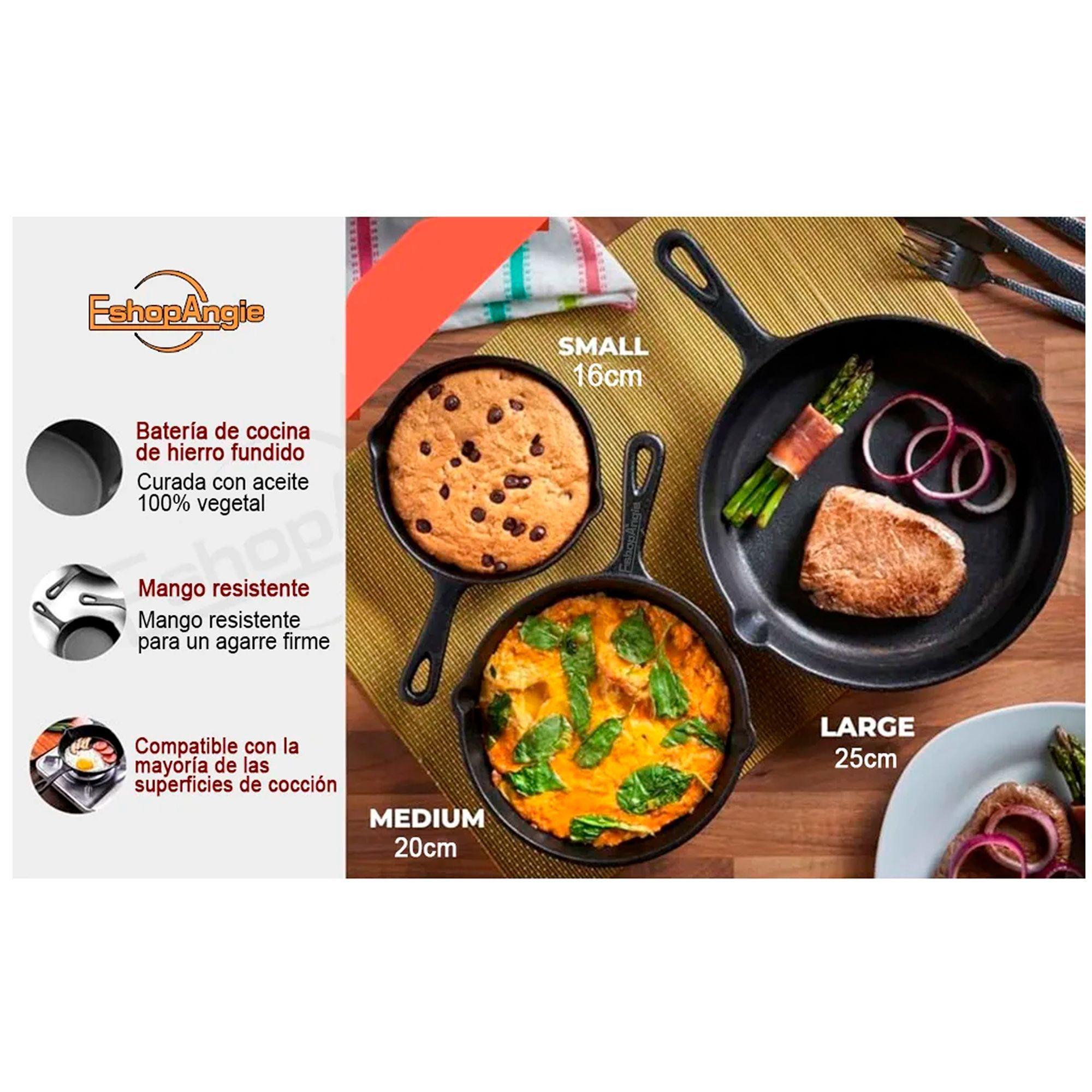 Set De 3 Sartenes De Hierro Fundido 16 20 Y 25cm Cocina-3