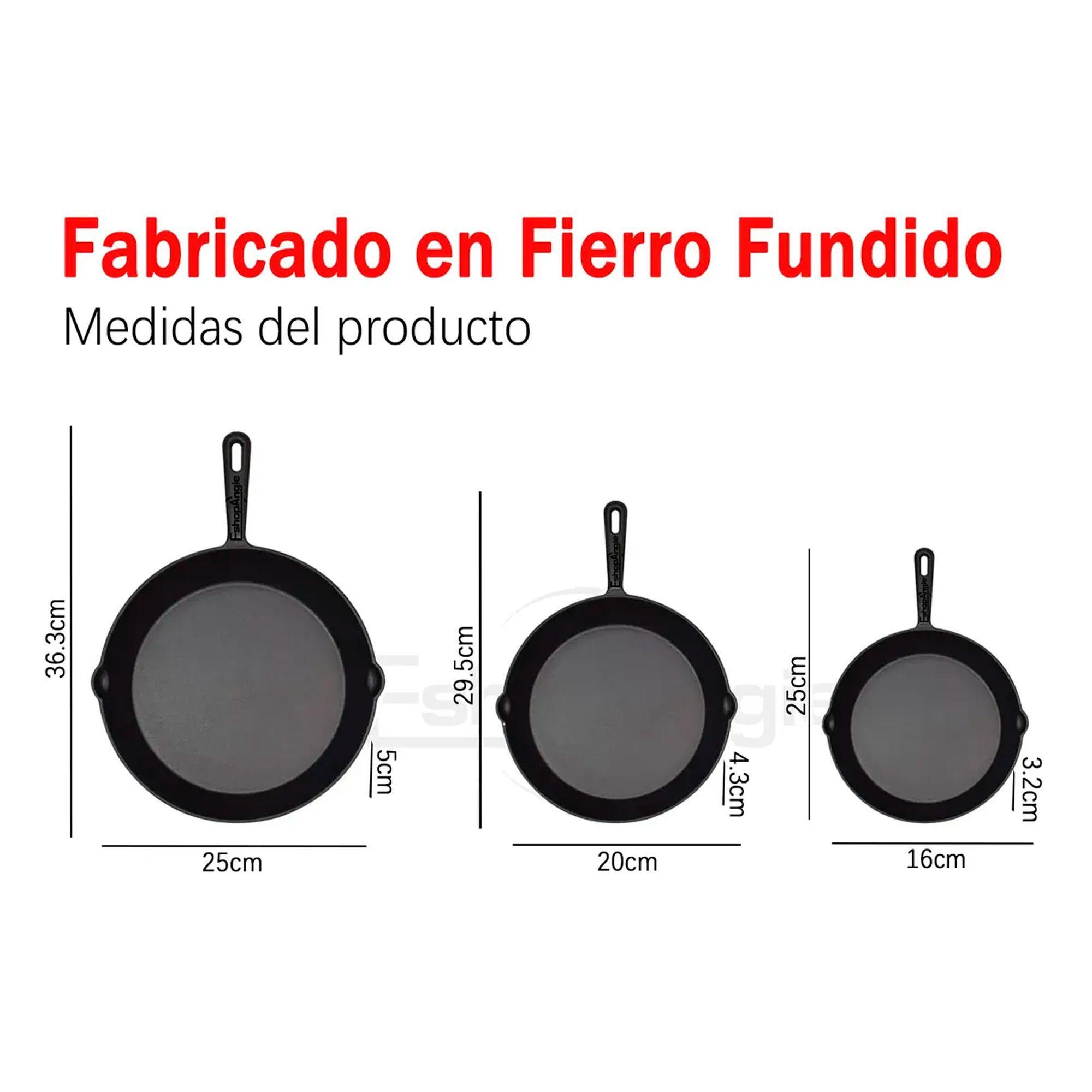 Set De 3 Sartenes De Hierro Fundido 16 20 Y 25cm Cocina-4