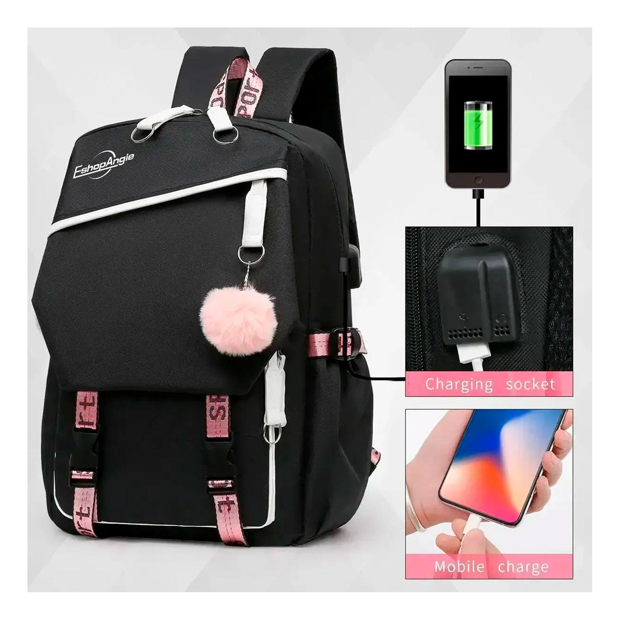 Mochila Urbana Bolso Escolar Juvenil Con Interfaz Usb Aux-5