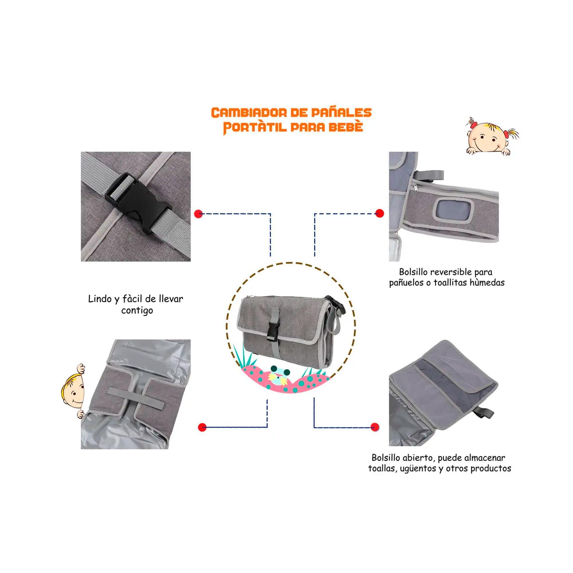 Cambiador Pañales Portátil Impermeable Bebé Mudador Plegable -2