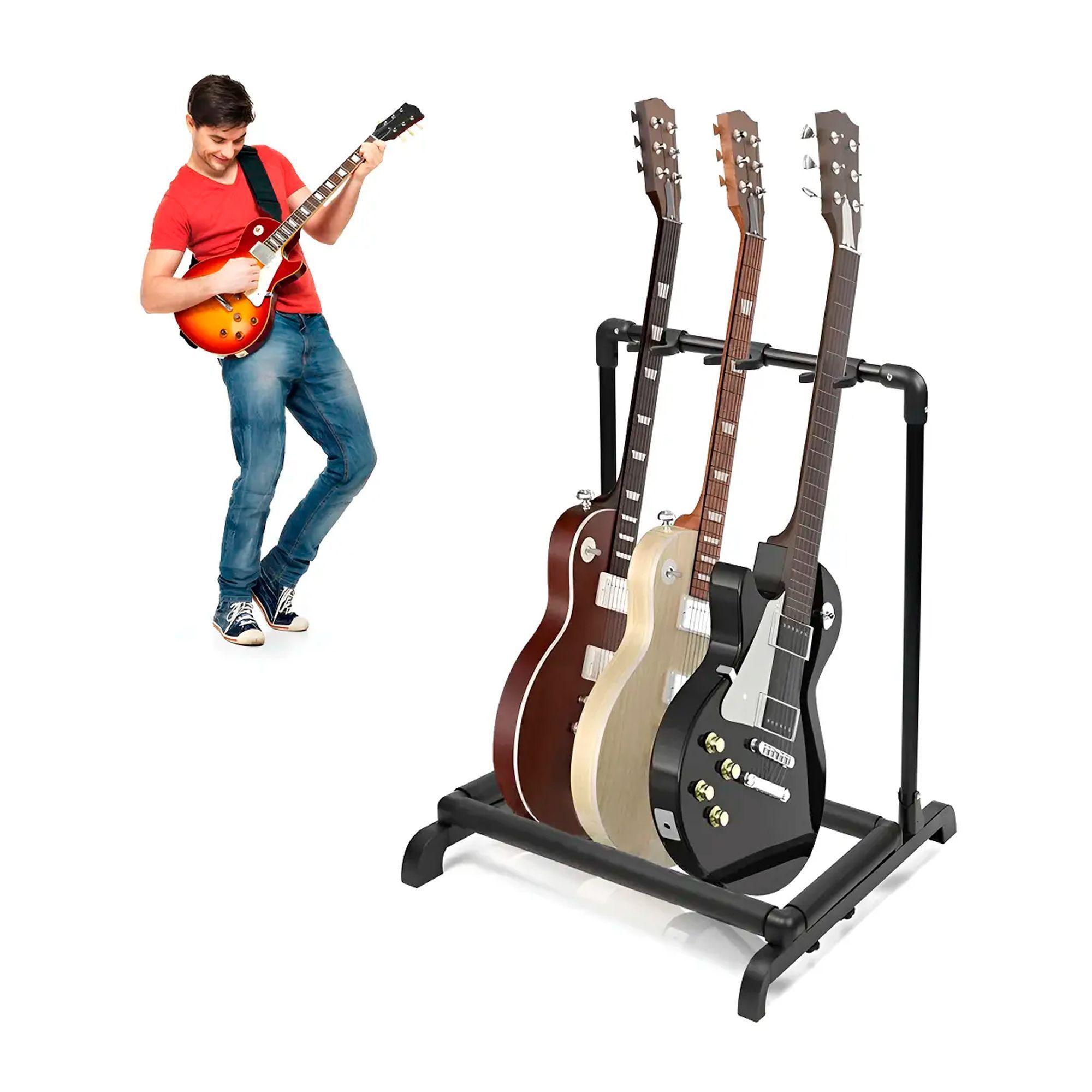 Atril Soporte Triple Para Guitarra Y Bajo Portatil-0