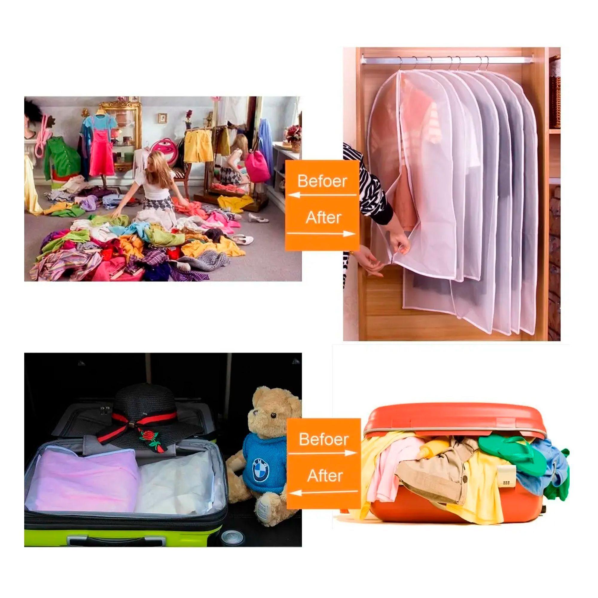 X6 Bolsa Colgante Transparente Cubre Traje Protector De Ropa-4