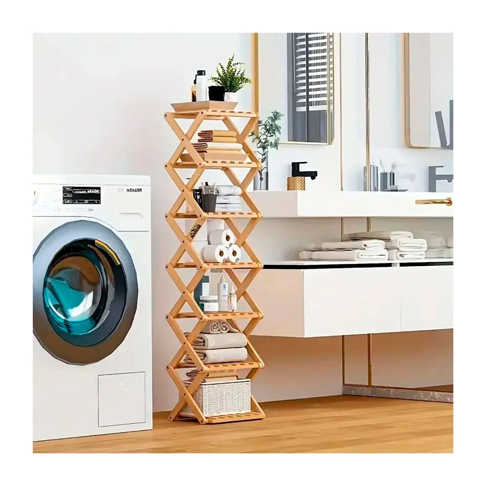 Zapatero Organizador Plegable De Bambu 7 Niveles Multiuso-2