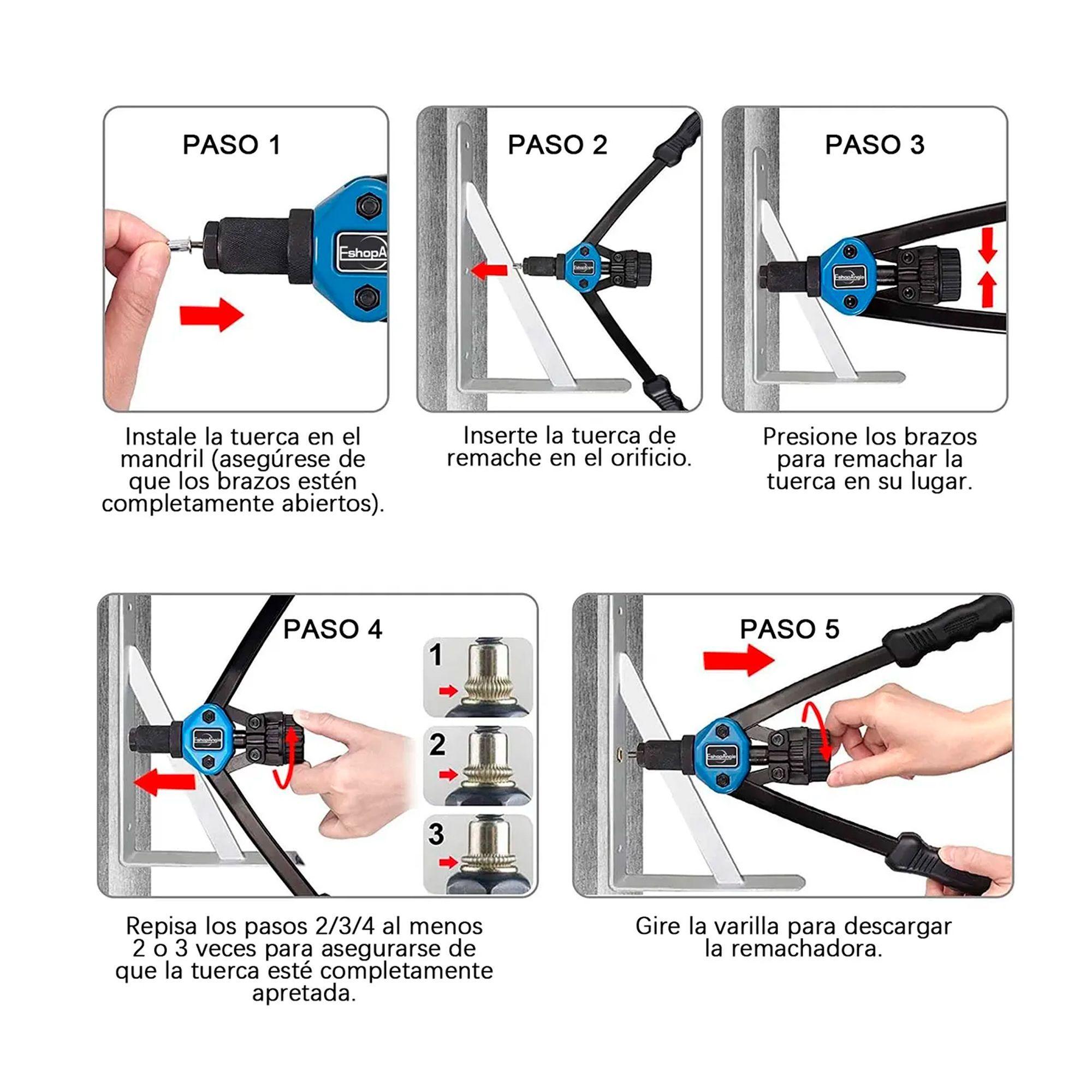 Kit Remachadora Tuerca Mandril M3-m12 Remache Ciego 110pzs-5