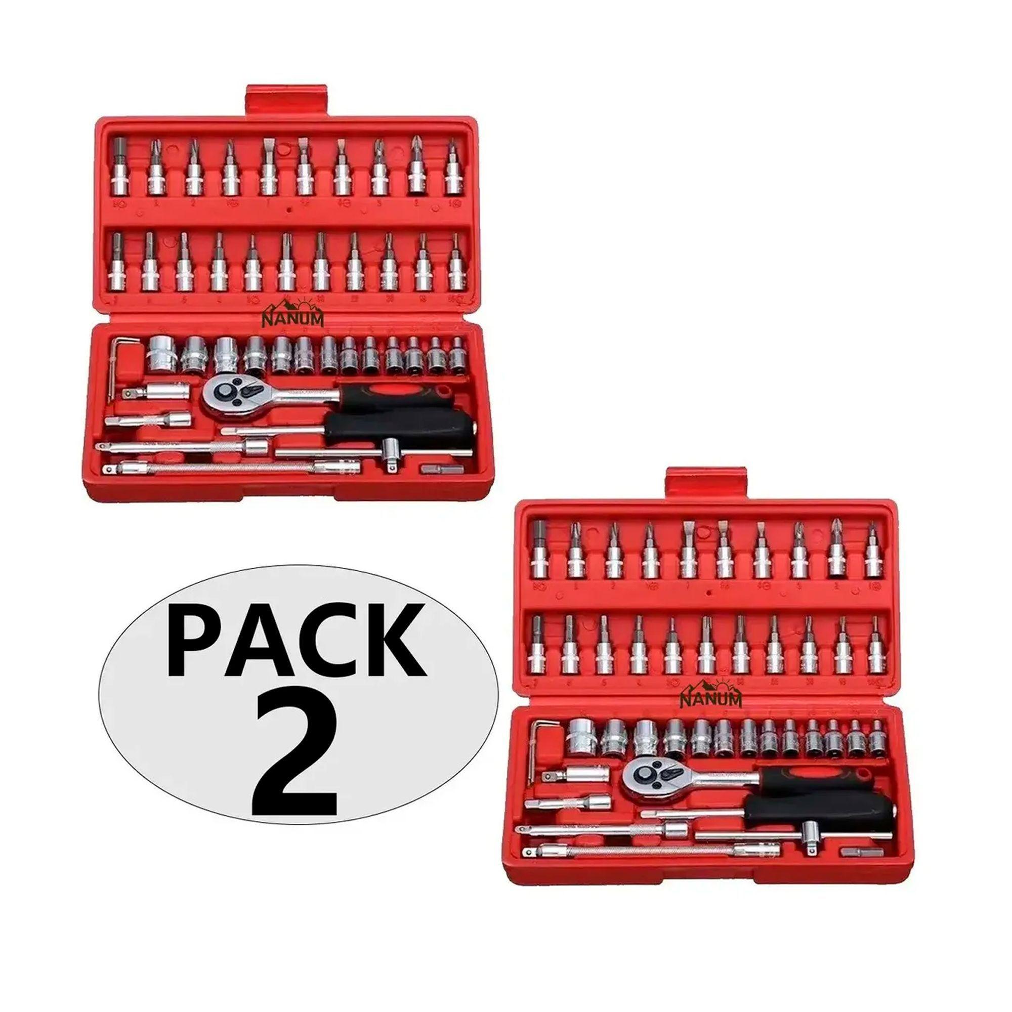 Pack 2 Juego Caja Set Dados Chicharra Herramientas 46 Piezas-1