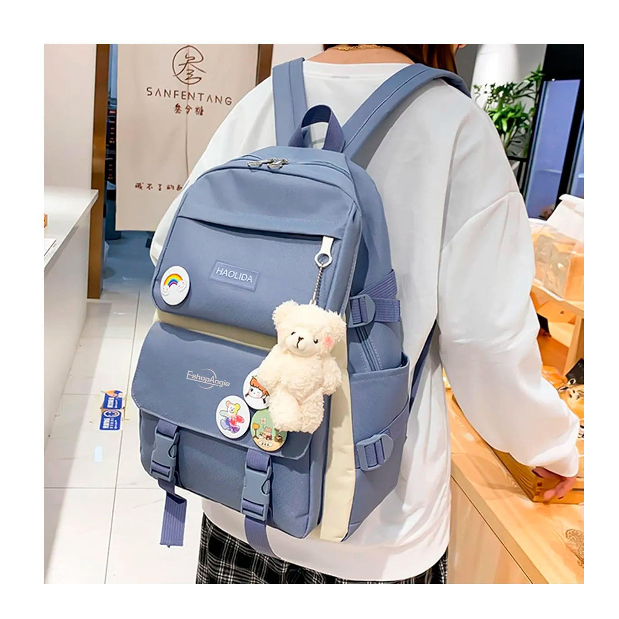 Mochila Urbana Escolar Viaje Estilo Coreano 4 Piezas-3