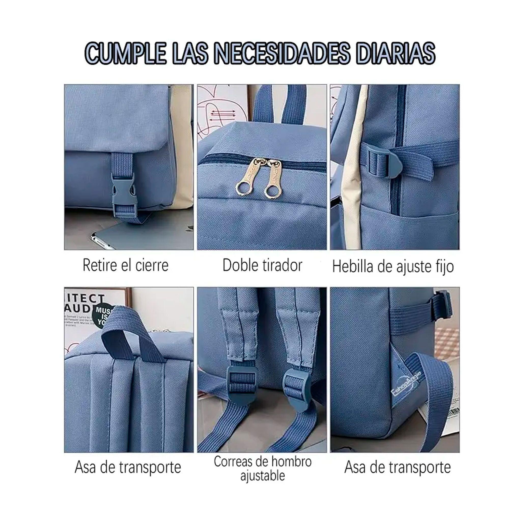Mochila Urbana Escolar Viaje Estilo Coreano 4 Piezas-6