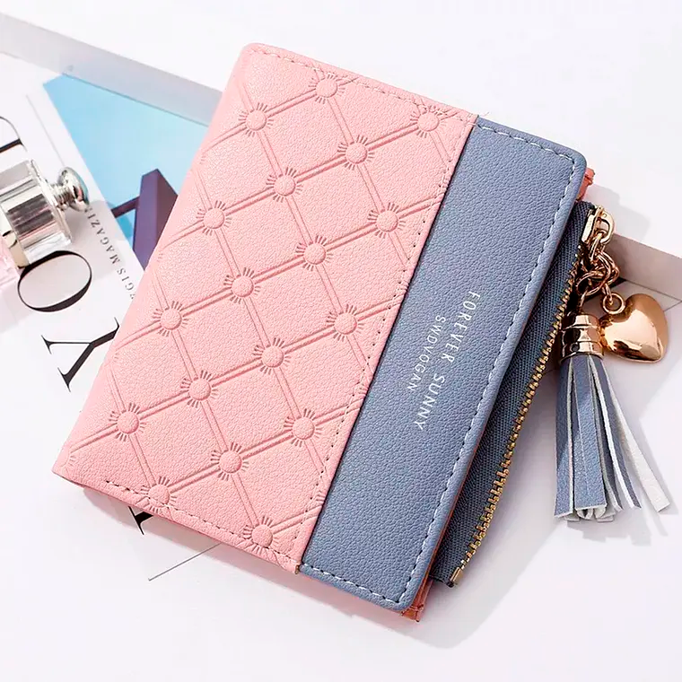 Billetera Tarjetero Monedero Elegante De Mujer Eco Cuero-0