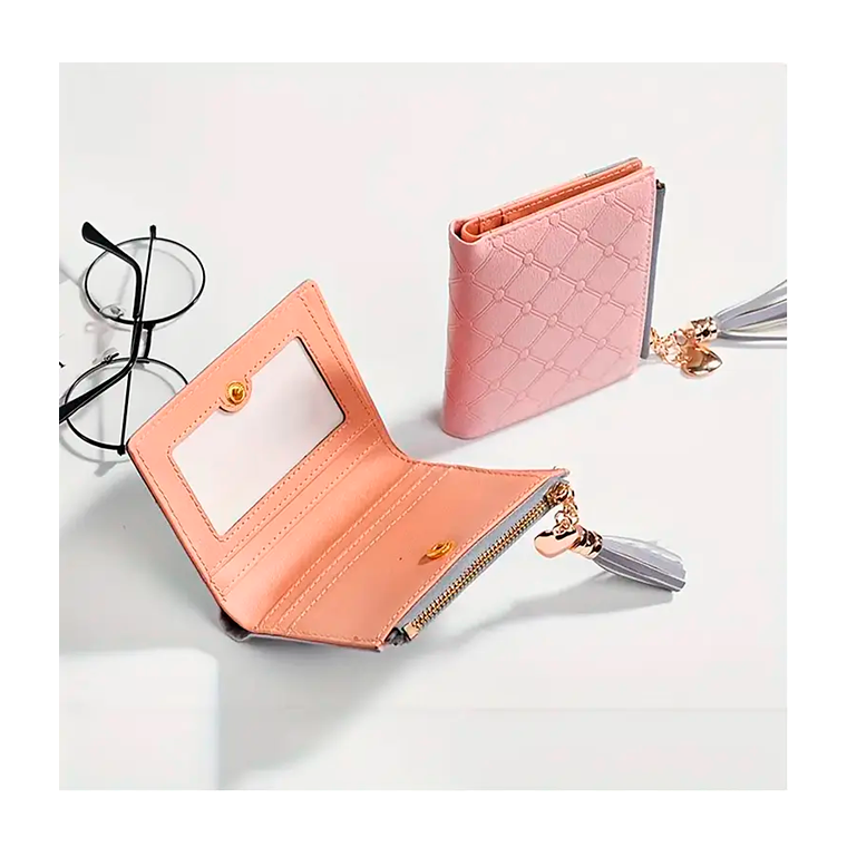 Billetera Tarjetero Monedero Elegante De Mujer Eco Cuero-3