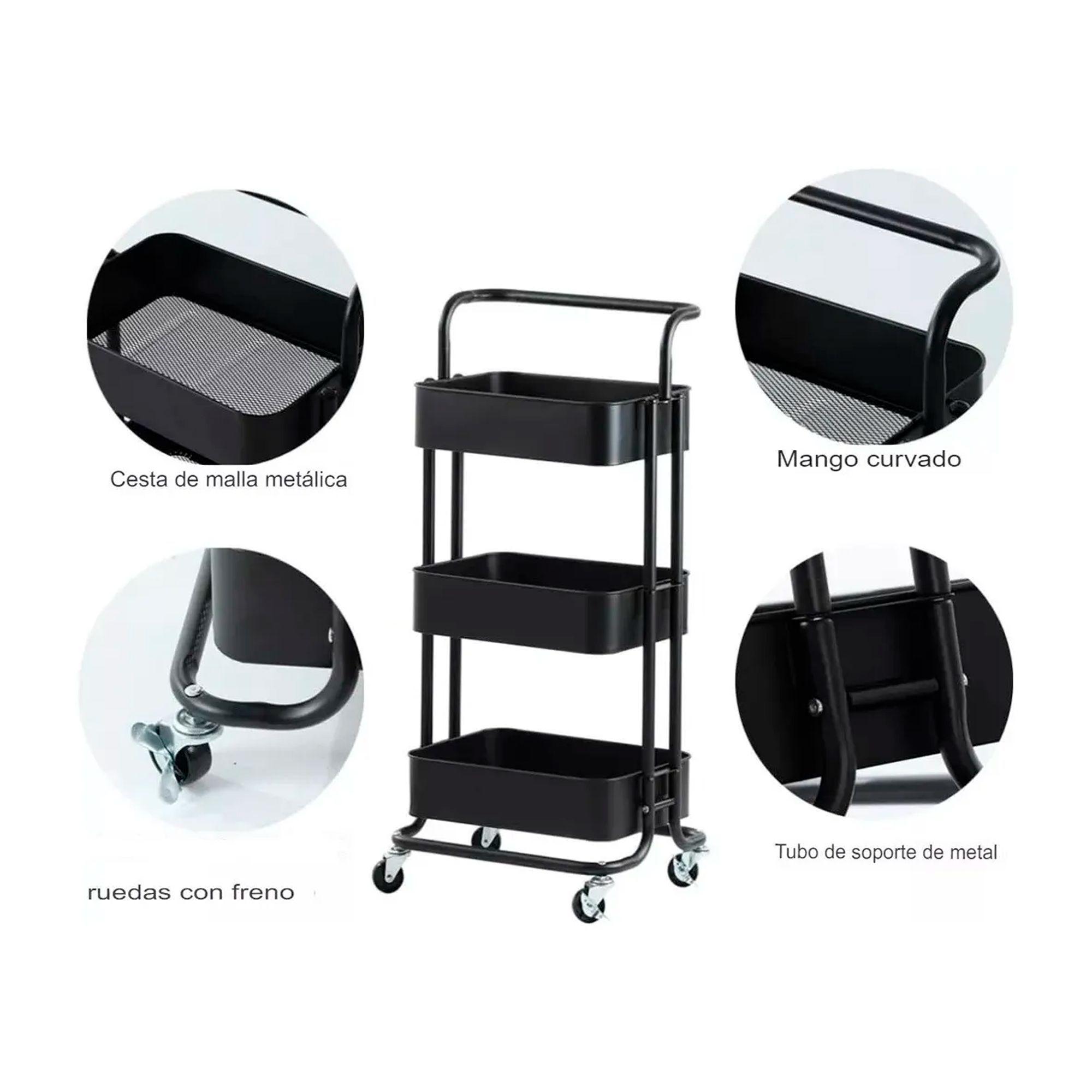 Carrito Organizador Almacenamiento 3 Niveles Con Ruedas-2