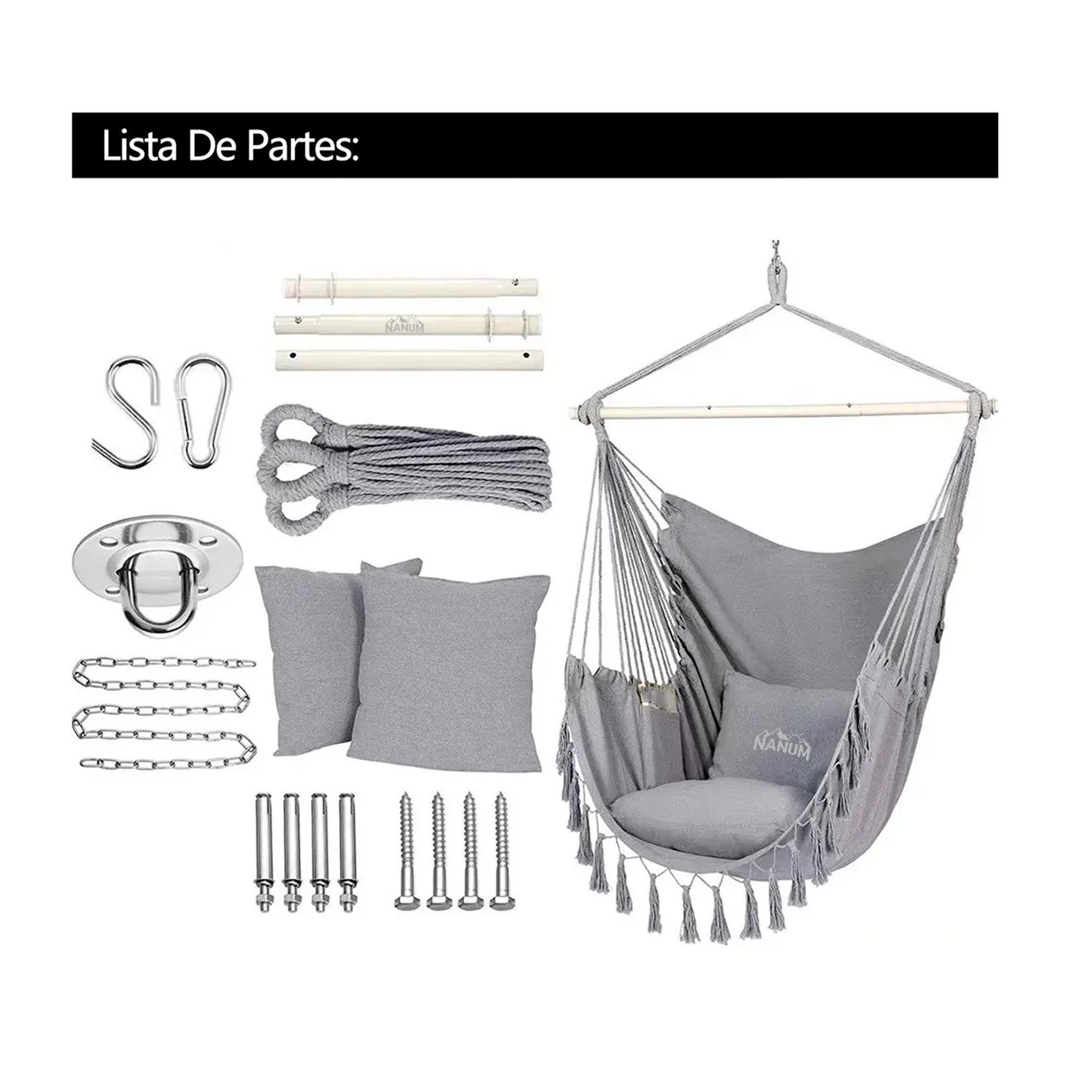 Silla Hamaca Colgante Columpio Con Cojin kit De Instalacion-5