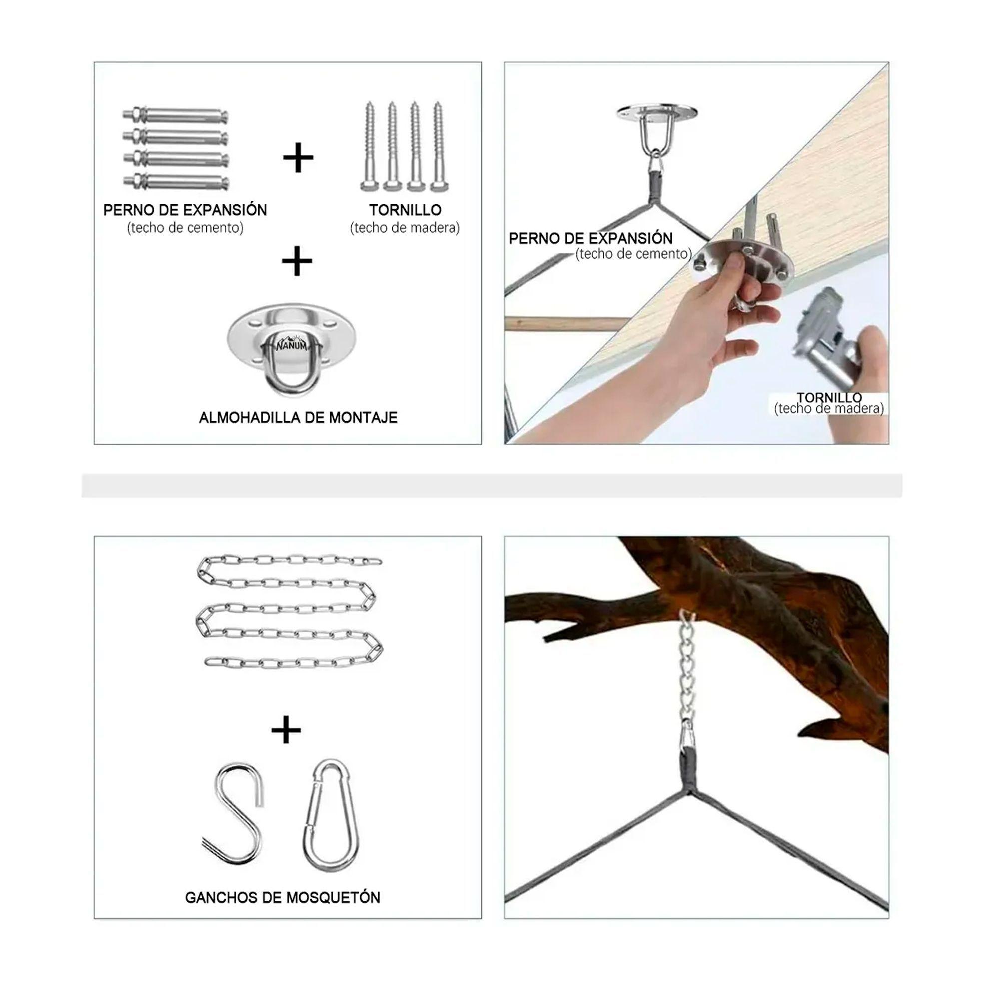 Silla Hamaca Colgante Columpio Con Cojin kit De Instalacion-6