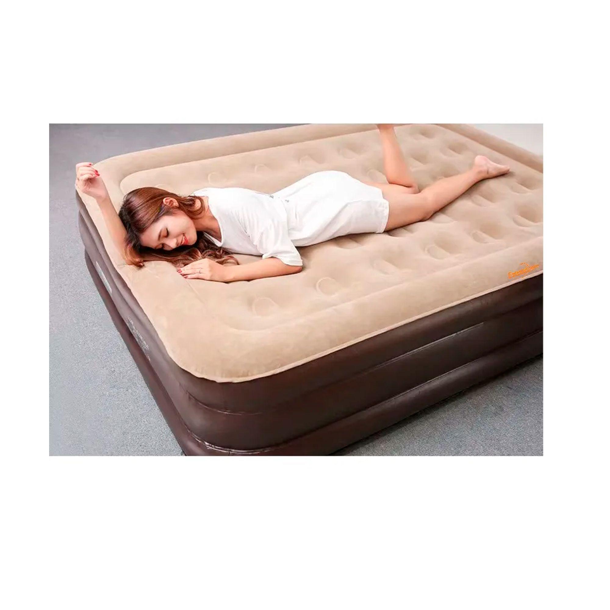 Cama Colchón Inflable 2 Plazas Con Bomba Eléctrica Camping-4
