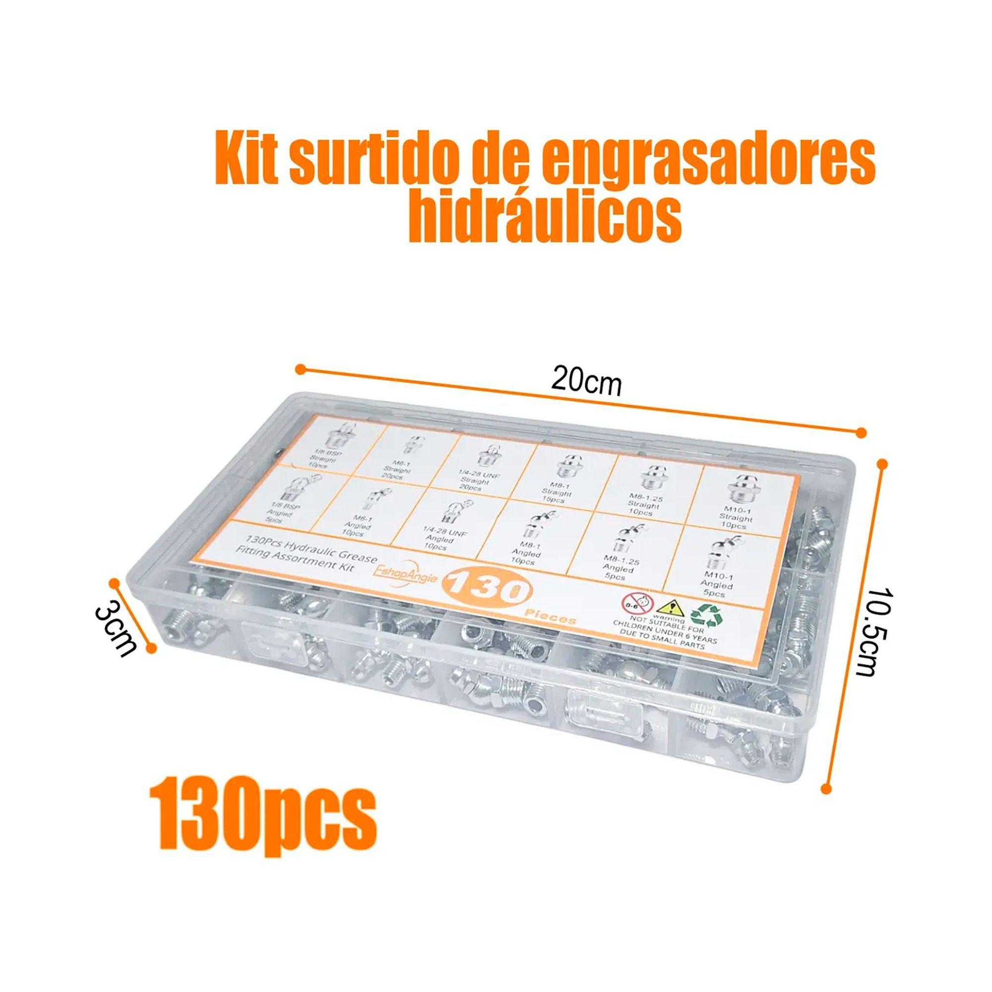 130pcs Surtido De Boquillas Graseras Hidráulicas Engrase-3