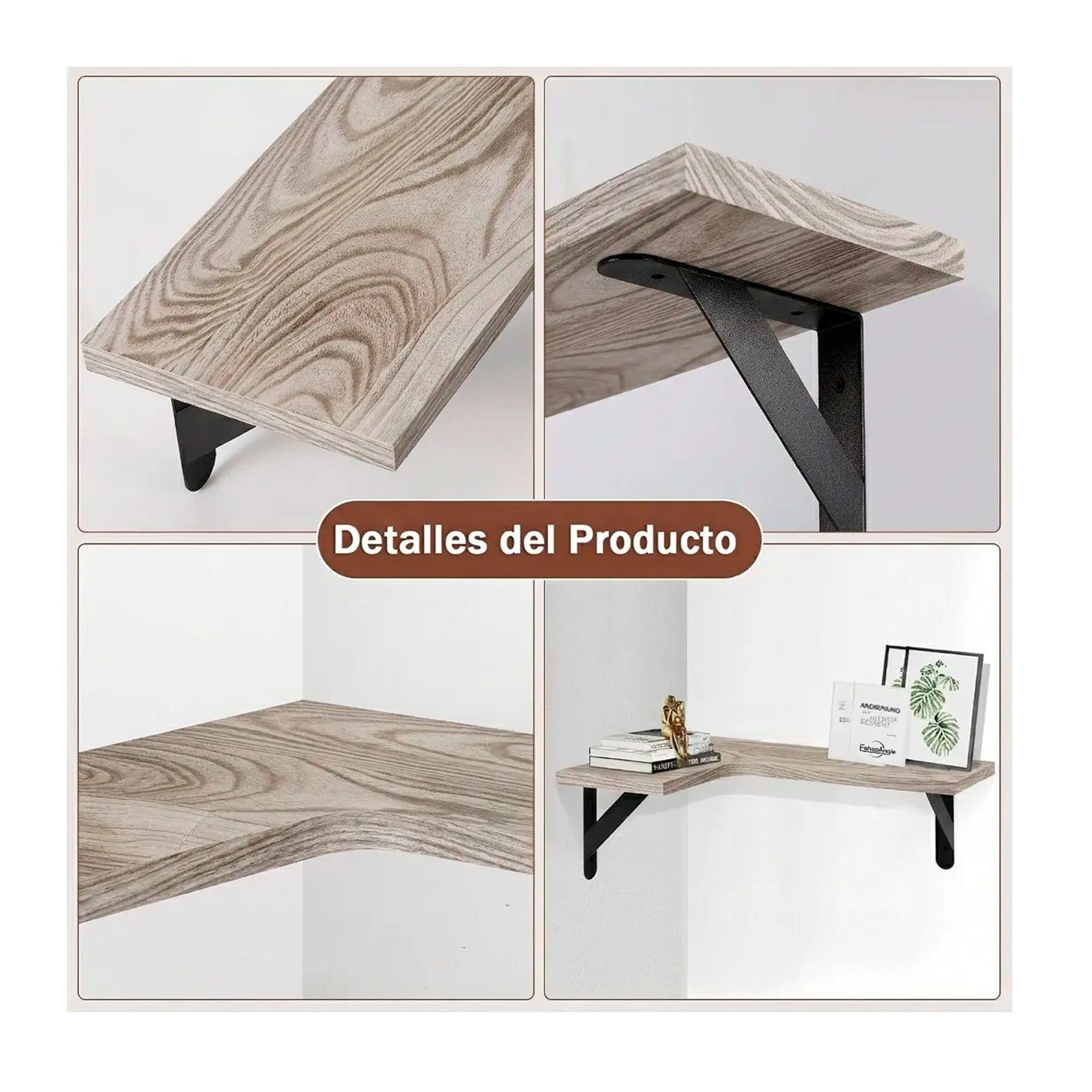 Set 3 Repisas Flotantes Esquineras De Madera Dise o Nordico-2