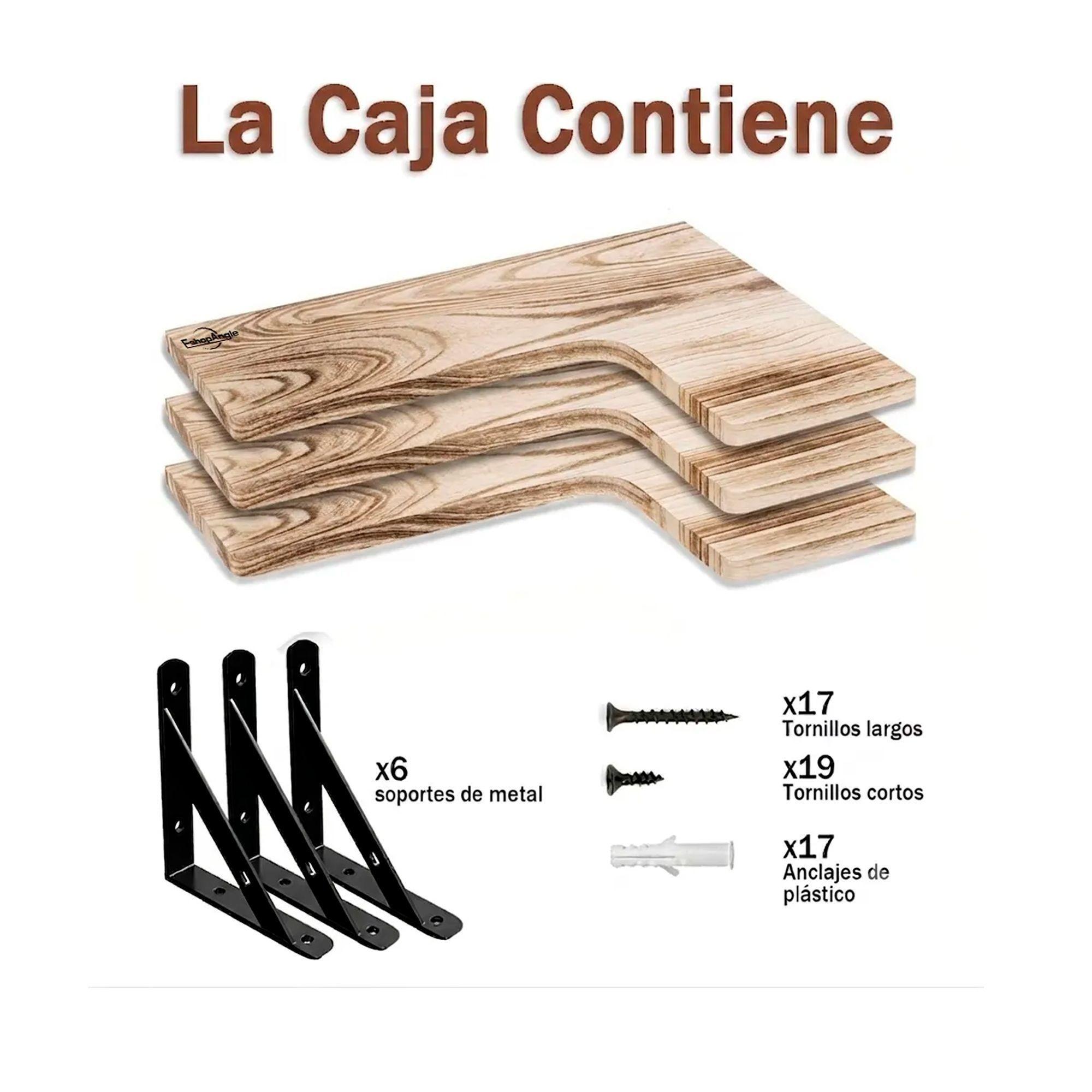 Set 3 Repisas Flotantes Esquineras De Madera Dise o Nordico-4