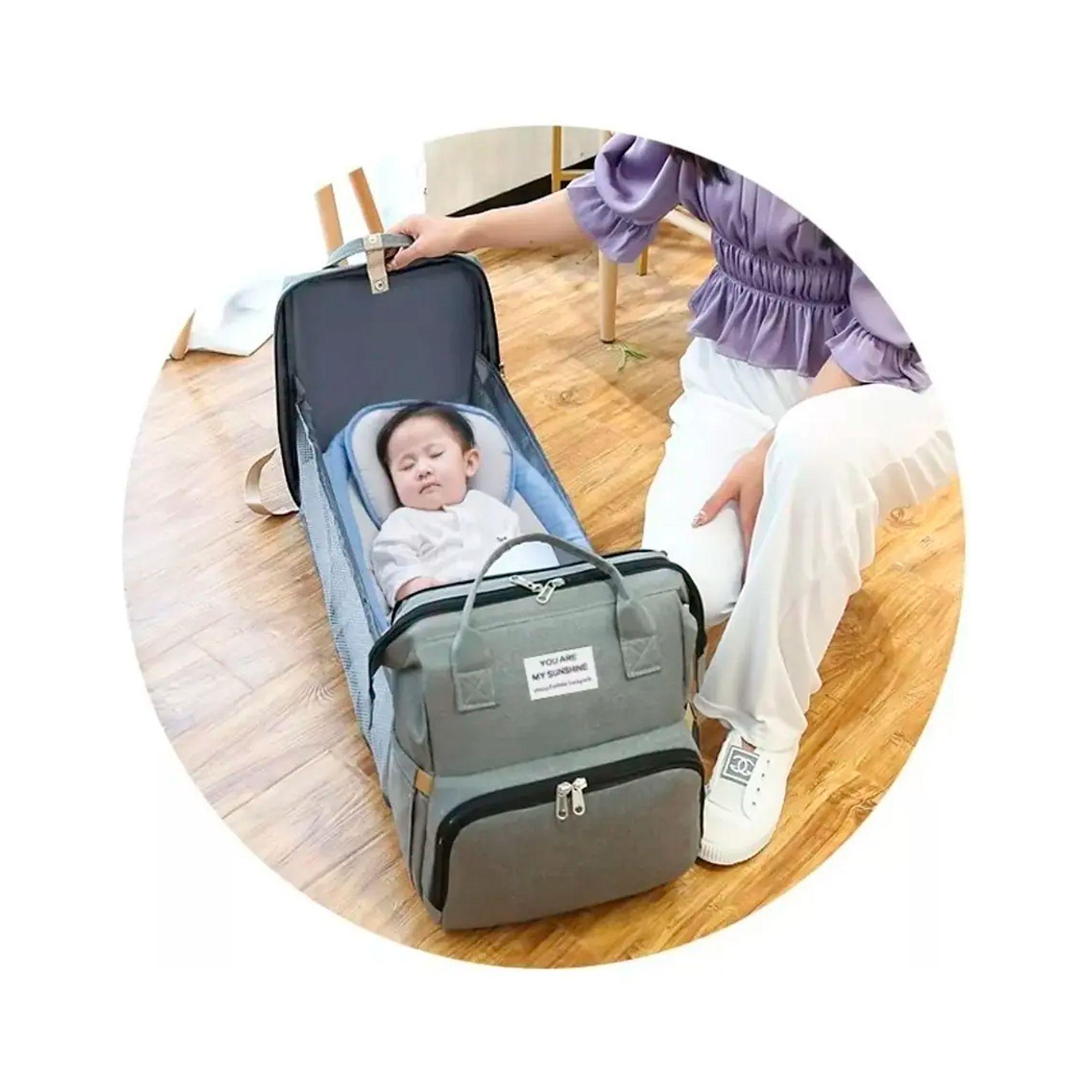 Bolsa Mochila De Pañales Para Mamá Cama De Bebé Plegable-4