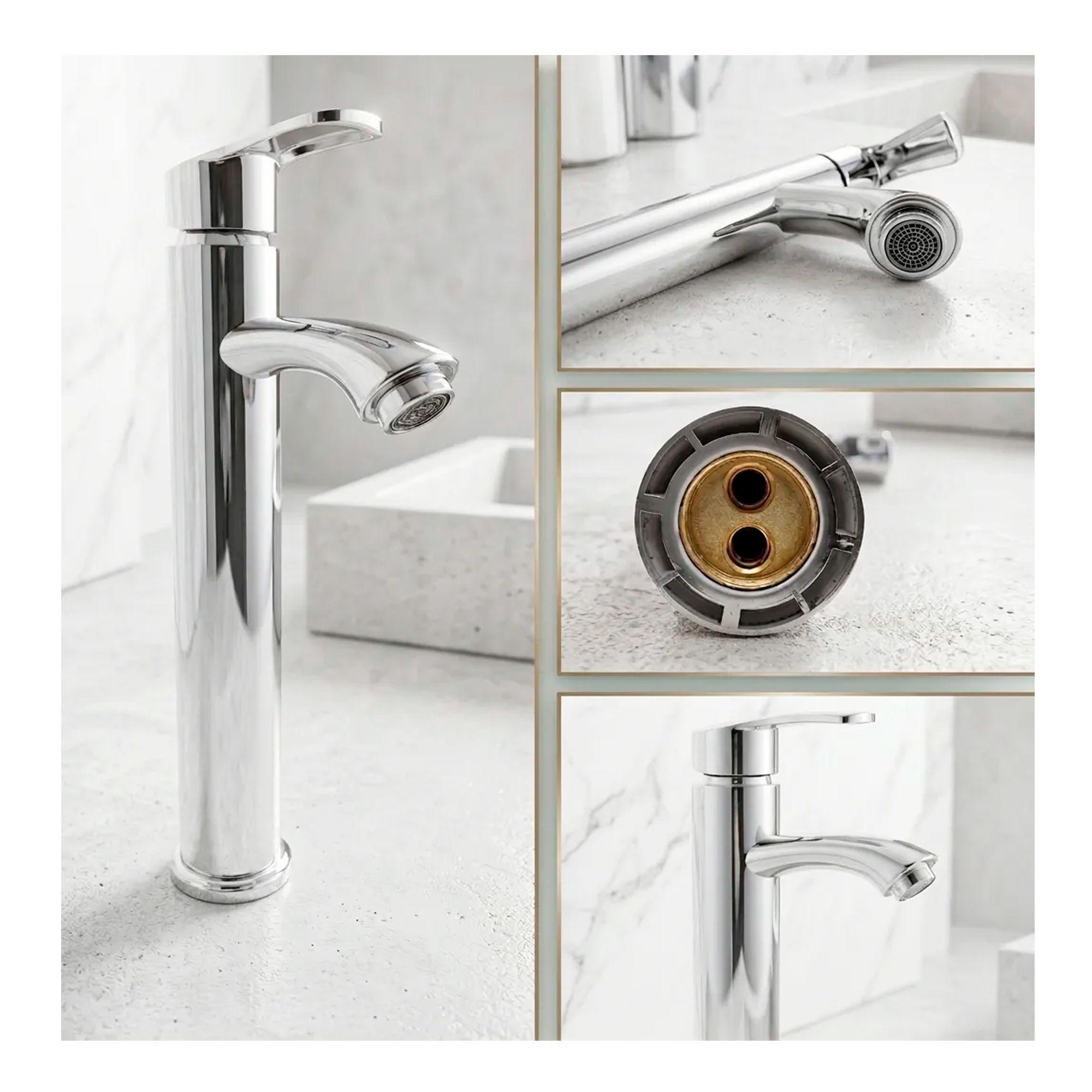 Llave Monomando Alto Lavatorio Bano Inoxidable Lavamano-2