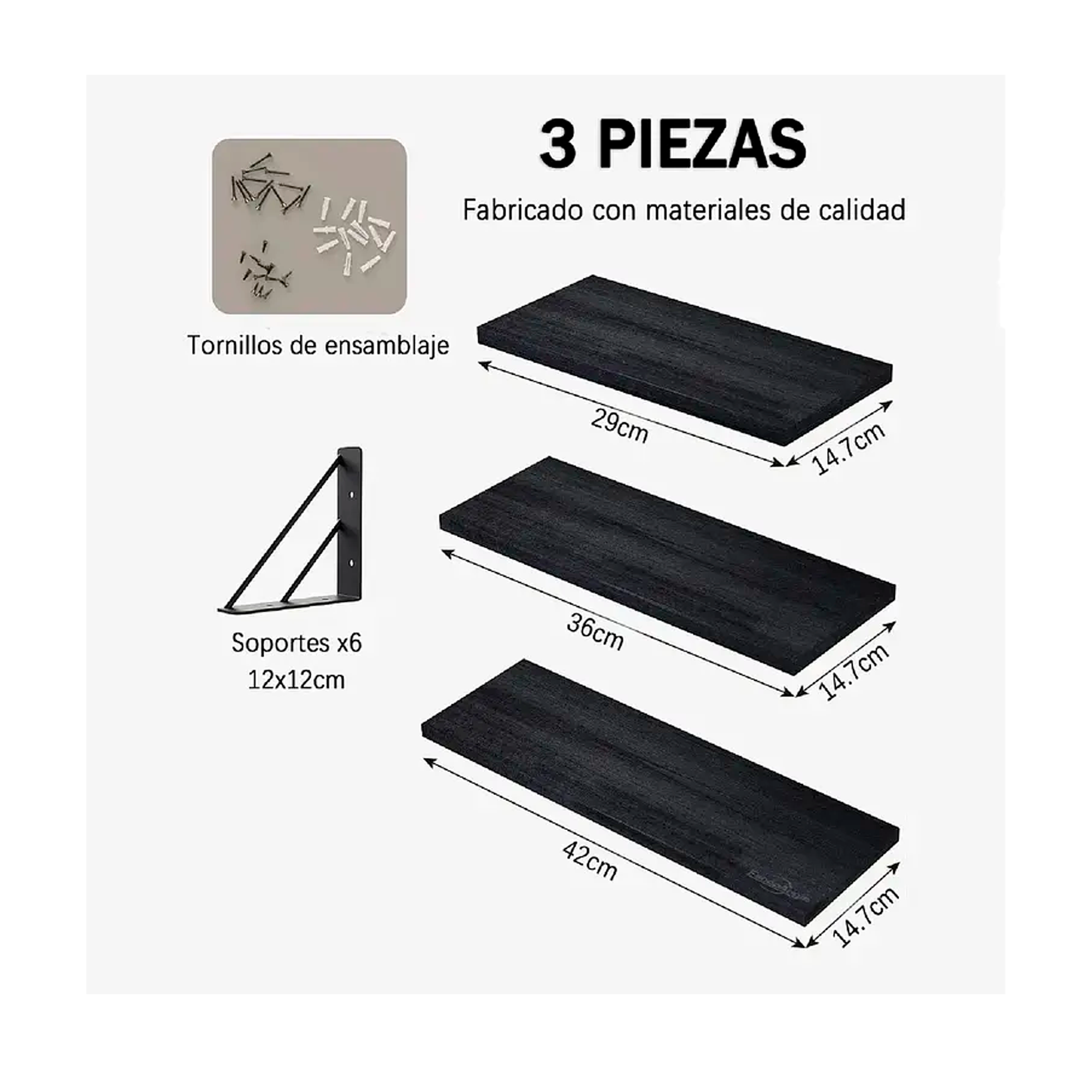 X3 Repisas Flotantes De Pared Decorativas Estantes De Madera-2