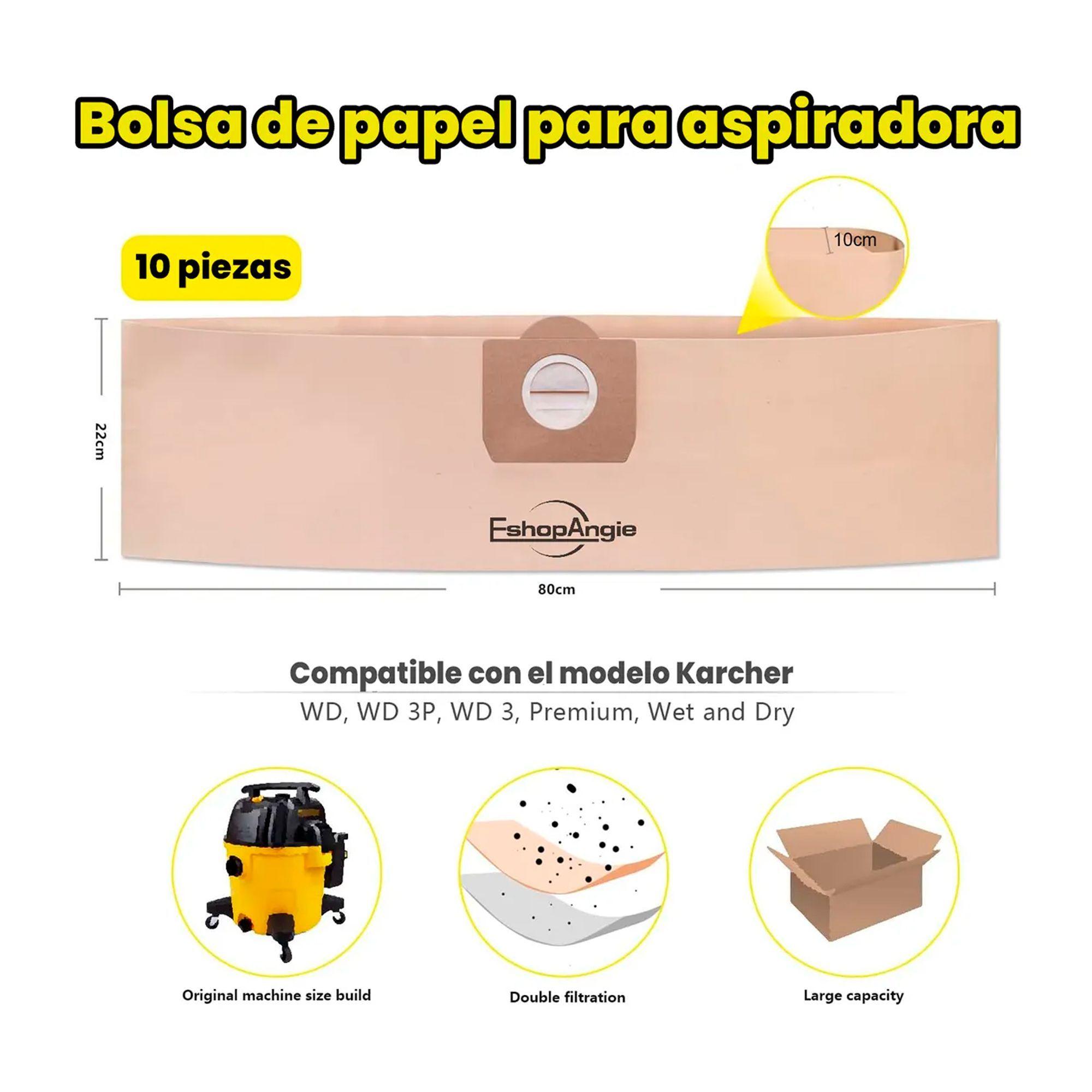 Set 10 Bolsas Papel Aspiradora Karcher Wd3 Mv3 Se4001 Nt20-4