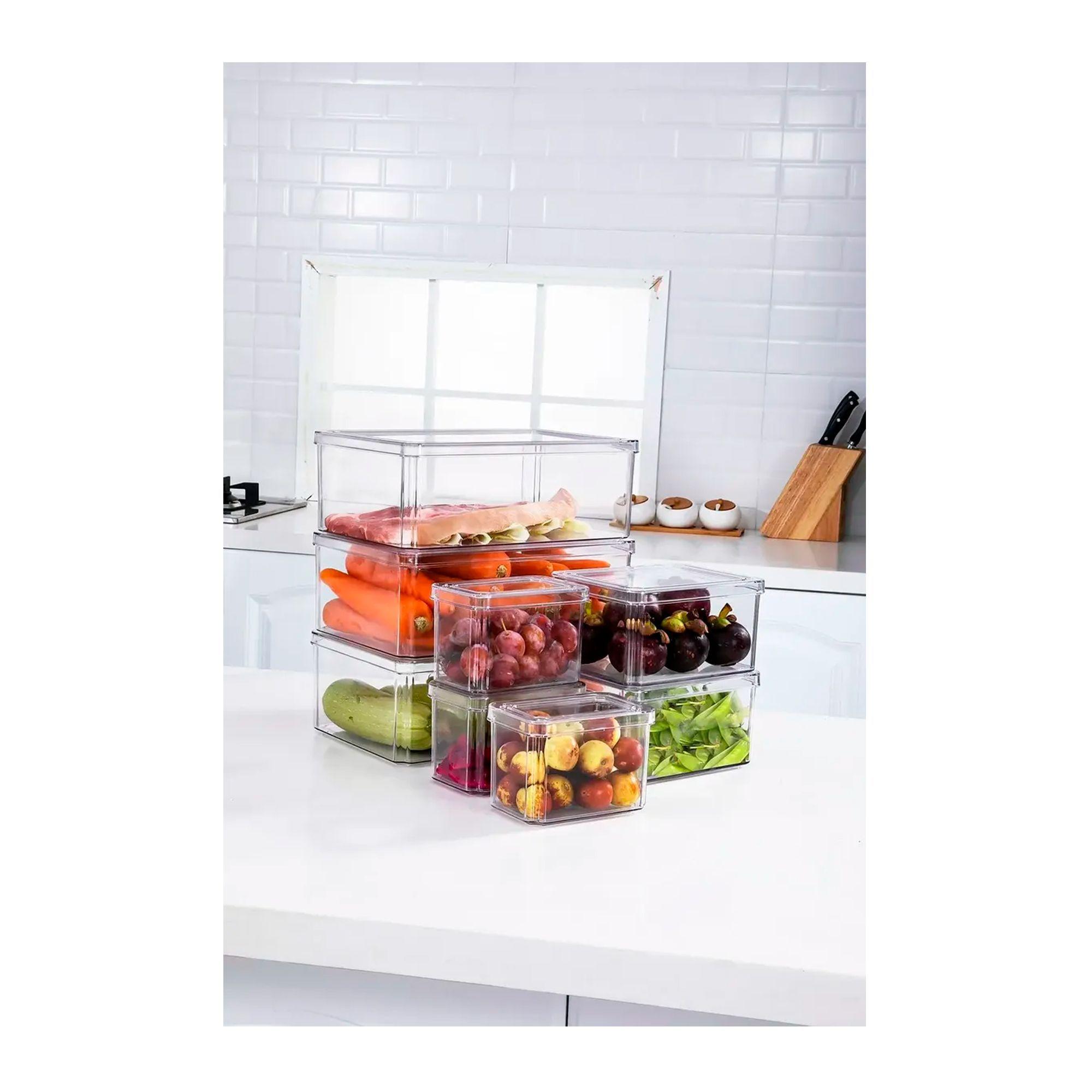 Organizador Refrigerador Cocina Set 7 Contenedores Con Tapa-5