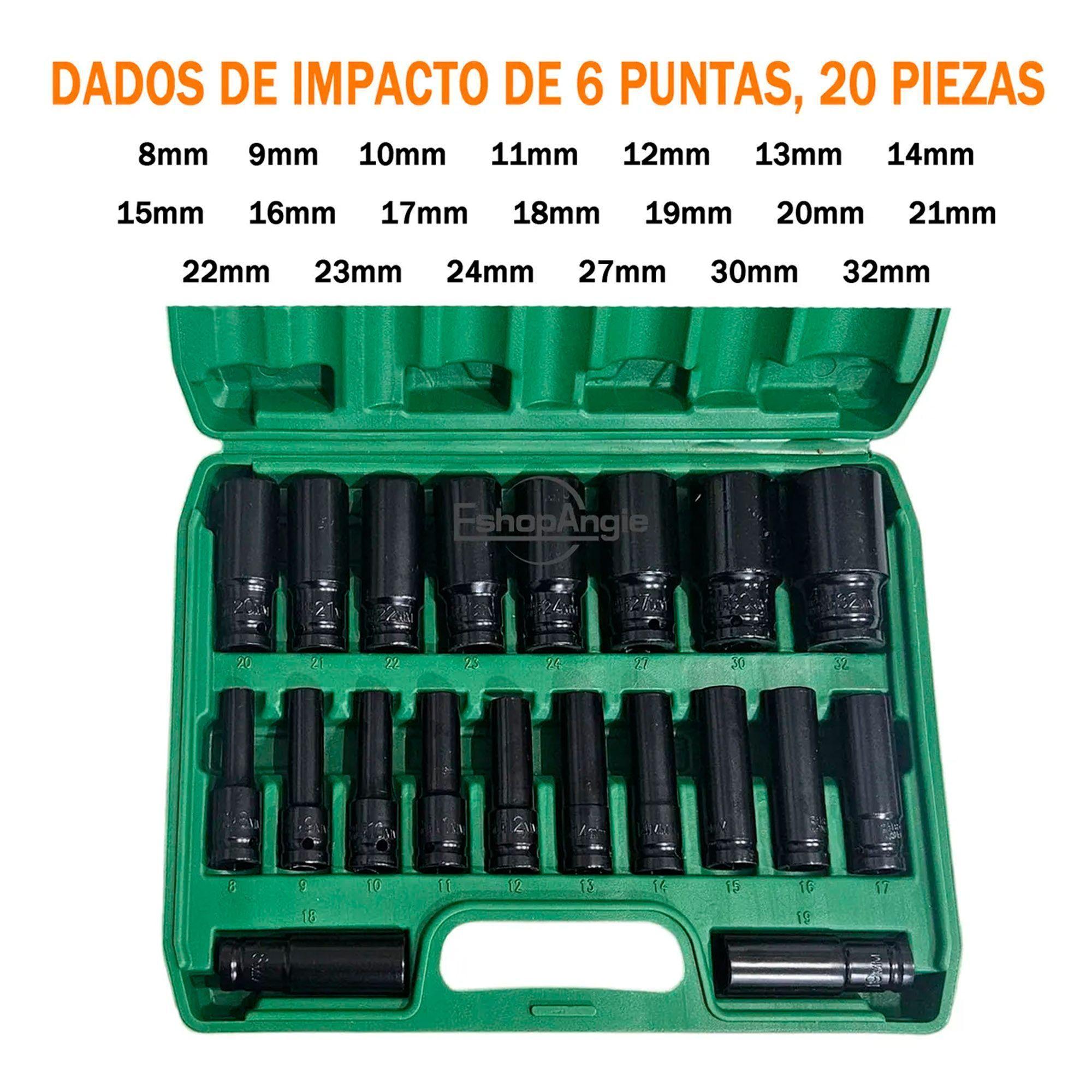 Juego Dados Largos De Impacto 8 - 32mm 20 Piezas-6