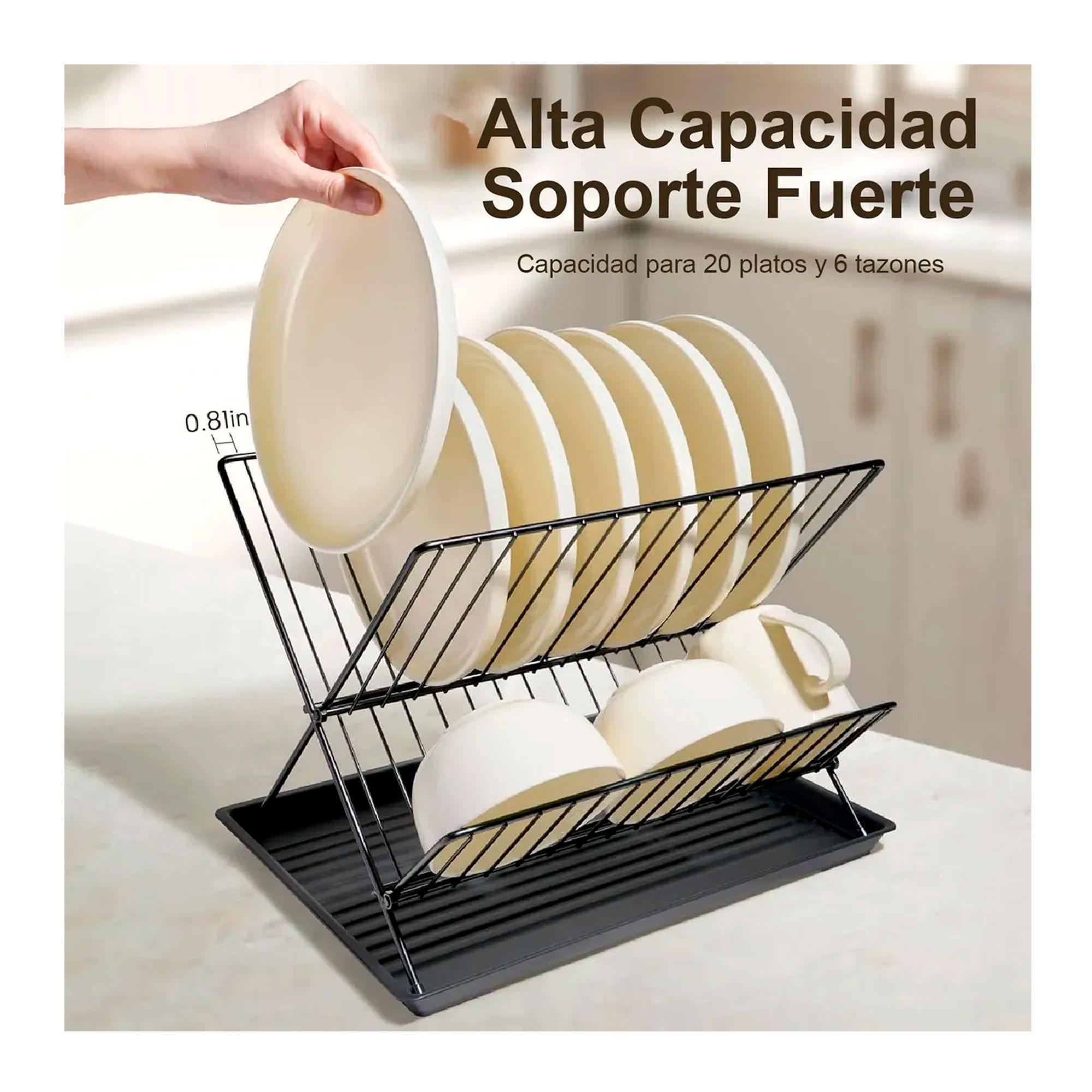 Secaplatos Met lico Plegable 2 Niveles Con Bandeja-2