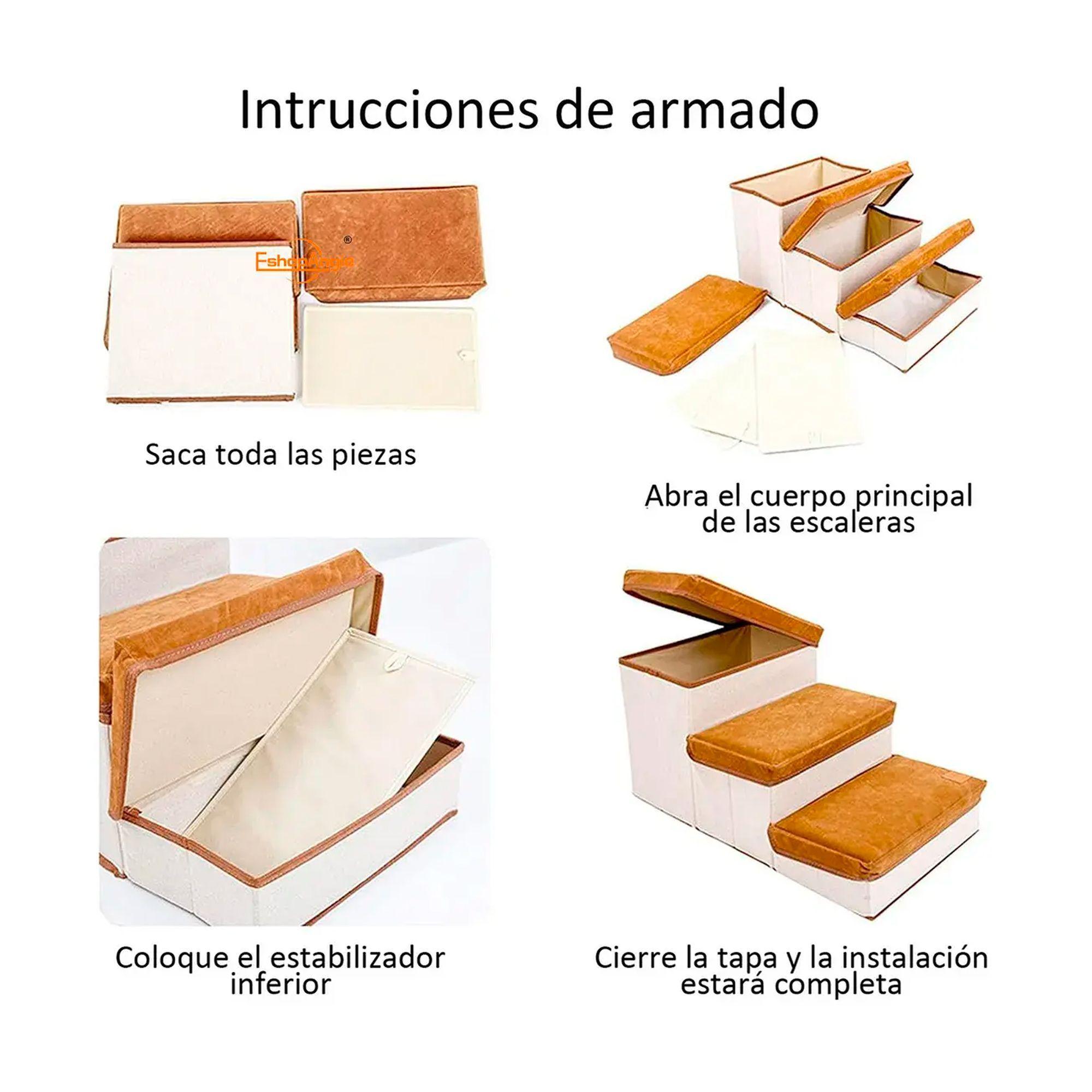 Escalera Plegable Para Mascotas Peque as De 3 Pisos Color Beige-2