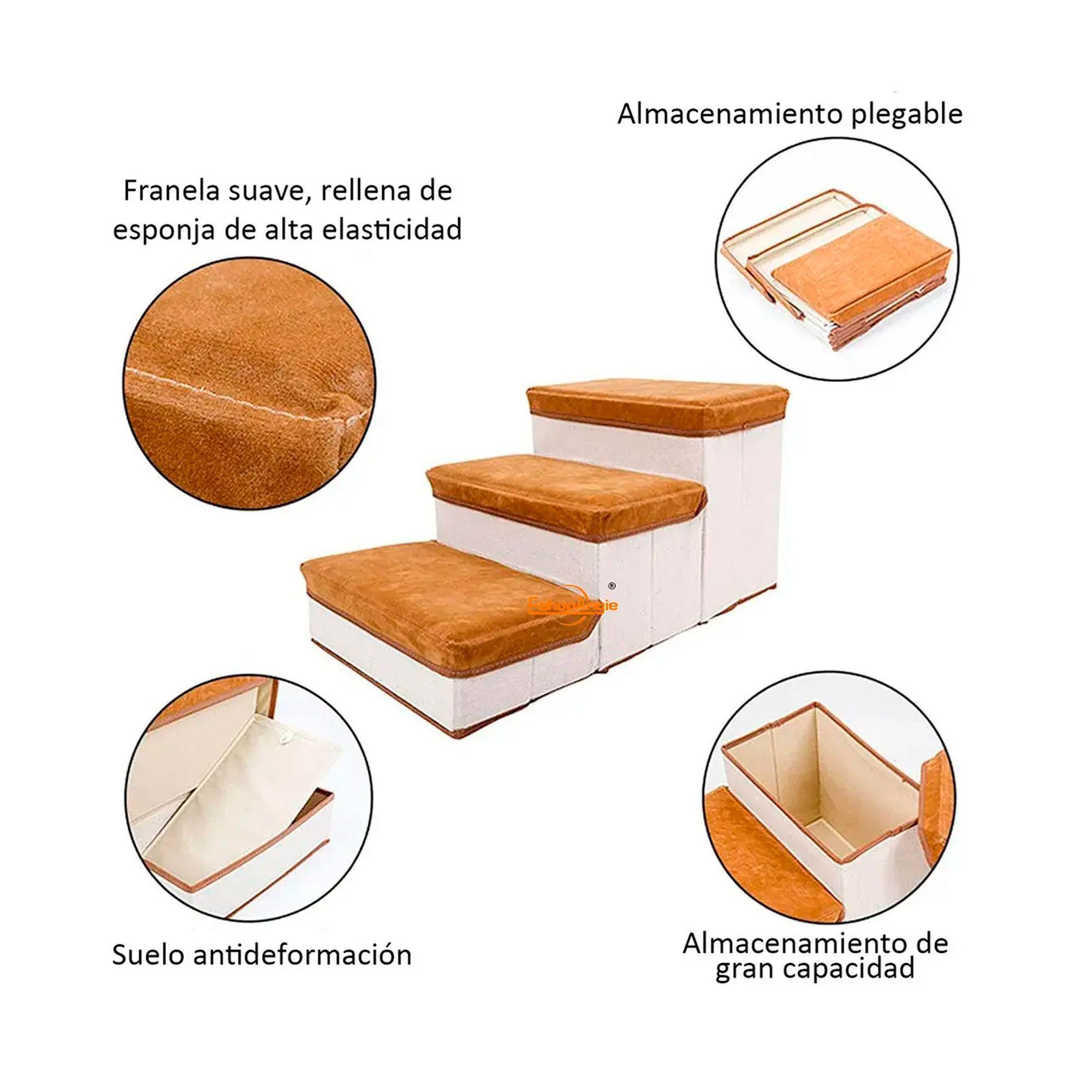 Escalera Plegable Para Mascotas Peque as De 3 Pisos Color Beige-3