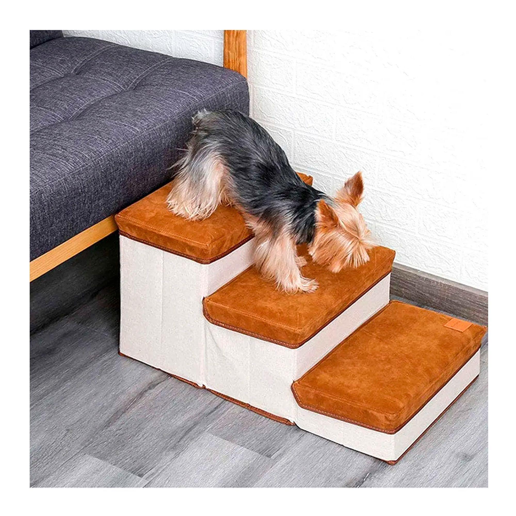 Escalera Plegable Para Mascotas Peque as De 3 Pisos Color Beige-4