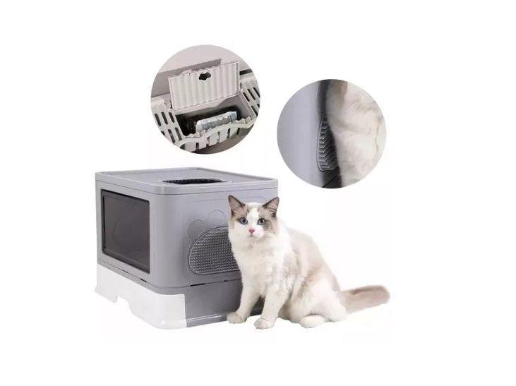 Arenero Cerrado Gatos Cupula Baño Sanitario Xl Base Movil-1